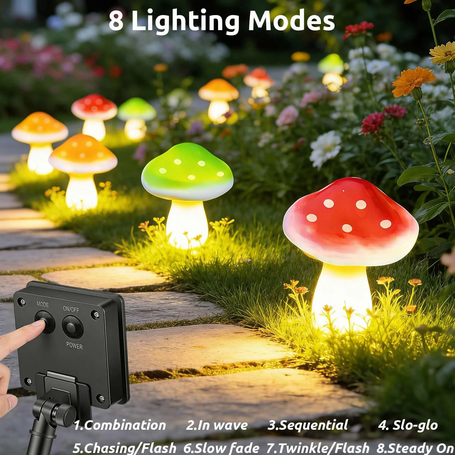 Joycome Solarne dekoracje ogrodowe z 6 diodami LED grzyb wodoodporne dekoracje solarne na podjazd, krajobraz, płot, trawnik, ogród, dekoracje weselne