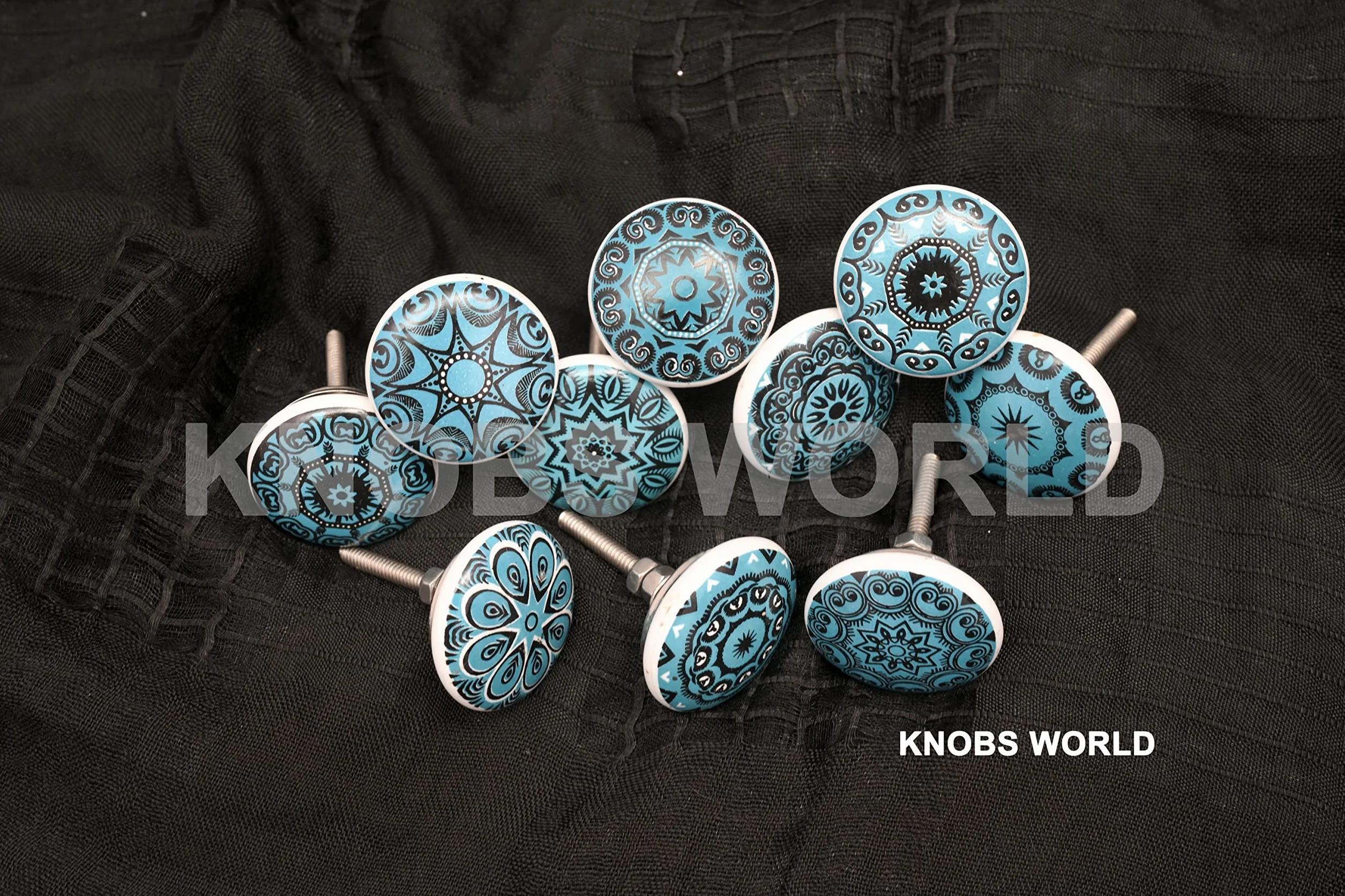 Uchwyty ceramiczne w stylu vintage z motywem kwiatowym, mieszane, do drzwi, szafki, szuflady, 10 szt., zielone (Aqua Green), xfer