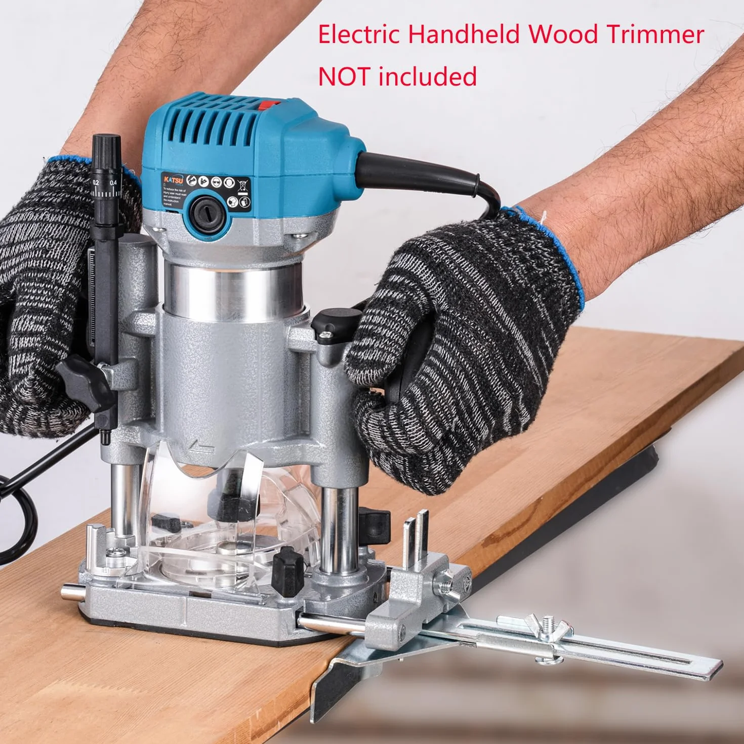 KATSU Tools Podstawa do przycinania, w pełni regulowana, aluminiowa, do elektrycznych lub bezprzewodowych ręcznych frezów do drewna z dyszą przeciwpyłową 105421