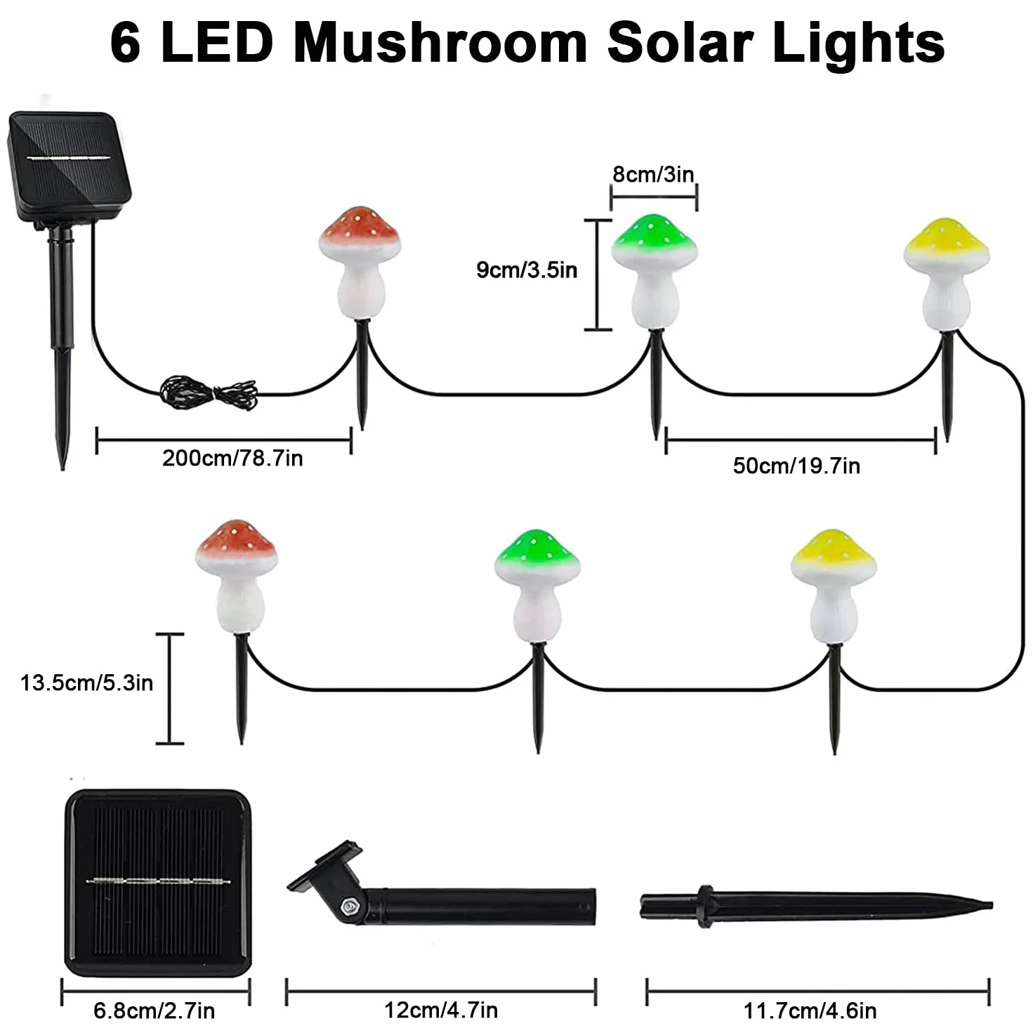 Joycome Solarne dekoracje ogrodowe z 6 diodami LED grzyb wodoodporne dekoracje solarne na podjazd, krajobraz, płot, trawnik, ogród, dekoracje weselne