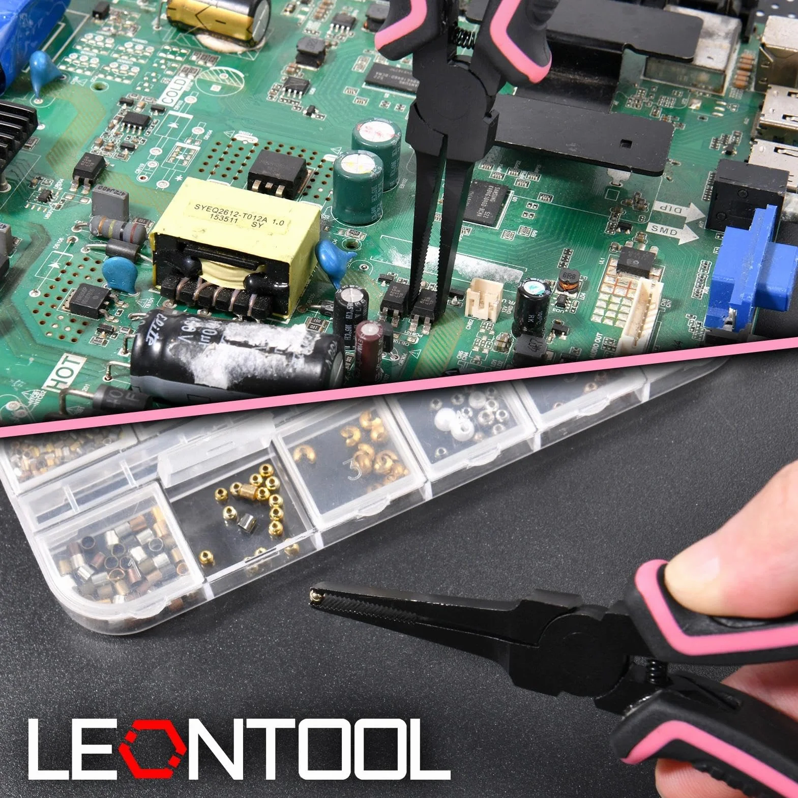 LEONTOOL 13,2 cm cienkie szczypce płaskie z zębatą szczęką do biżuterii i PCB