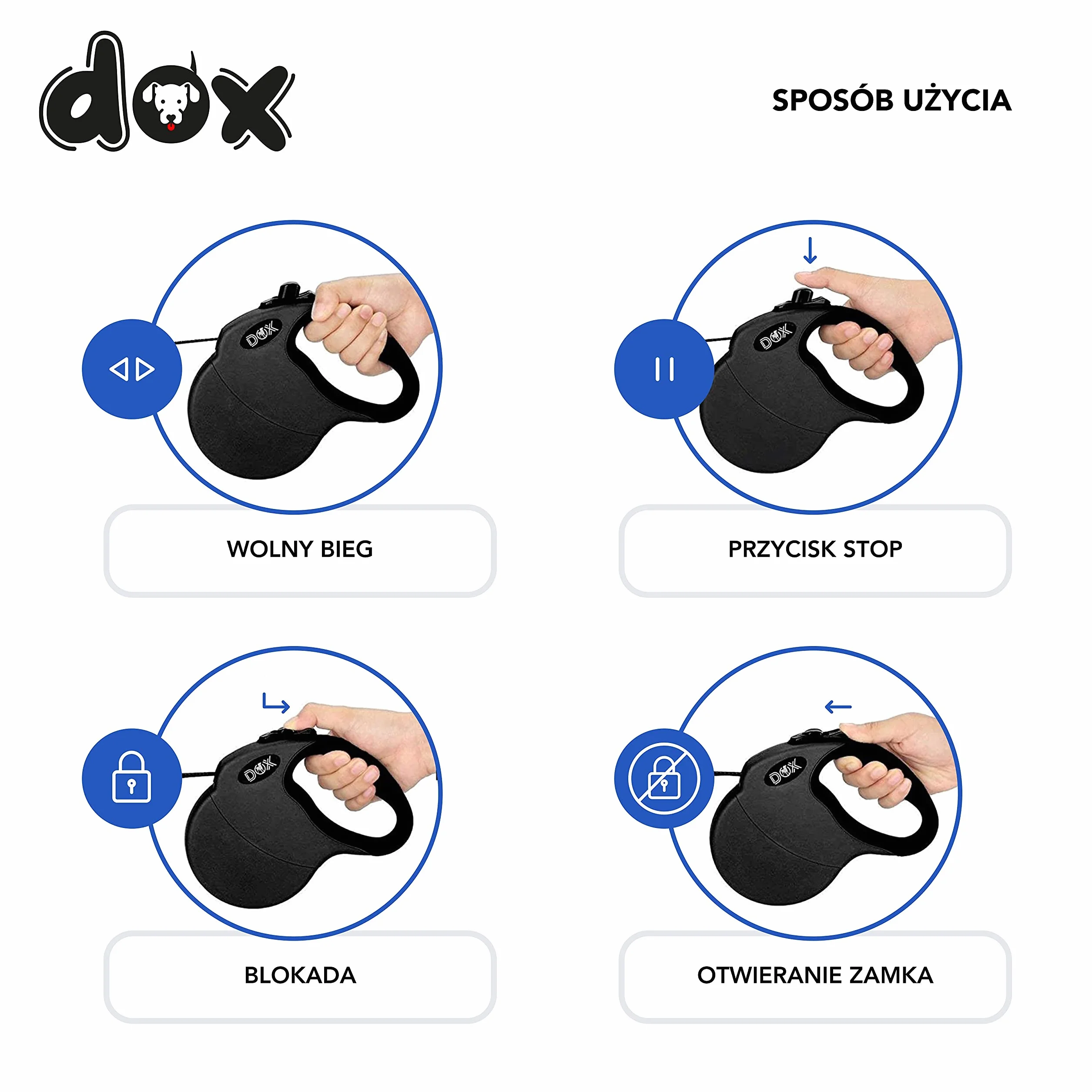 Wysuwana smycz dla psa Break & Lock odblaskowa nylonowa XS czarna
