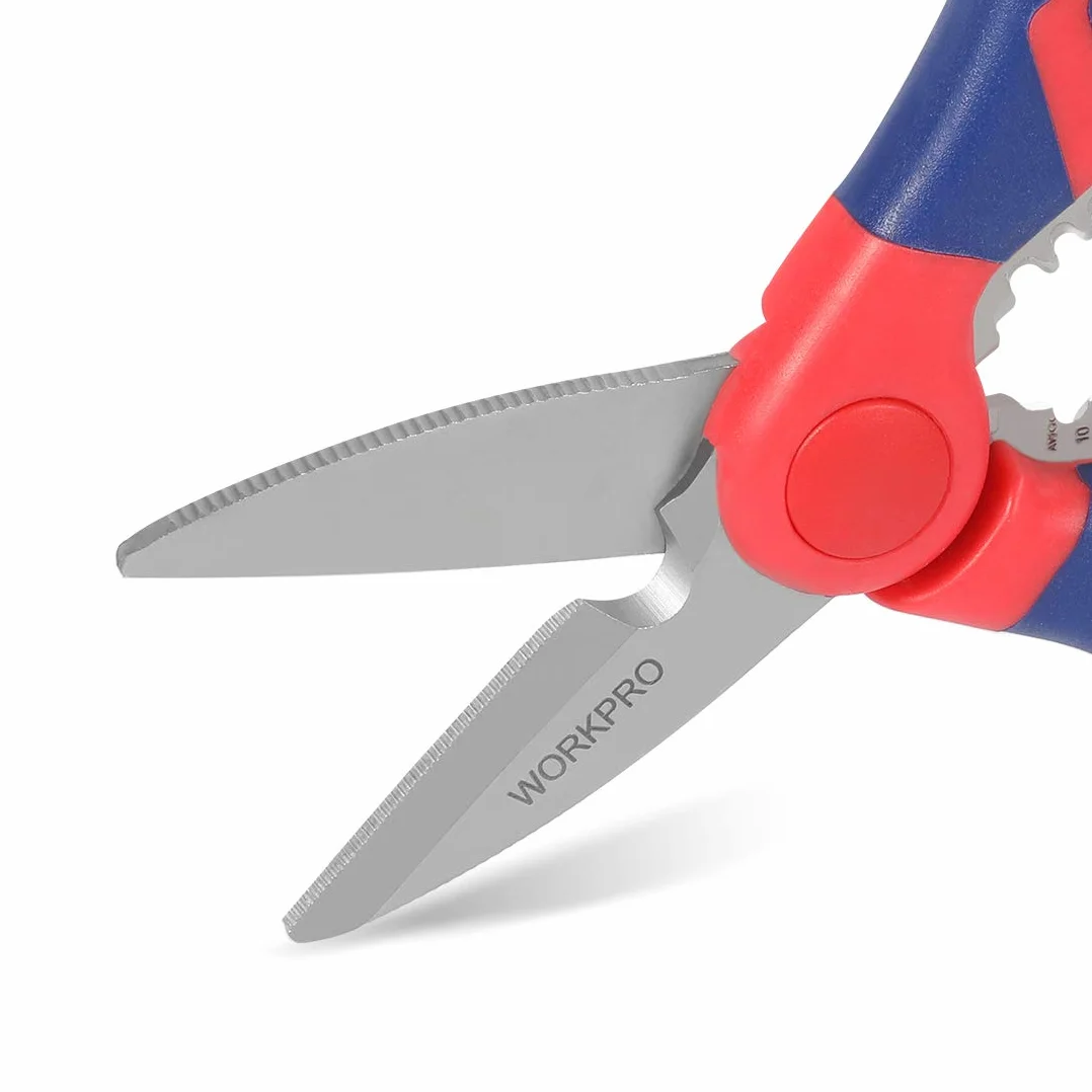 WORKPRO Szczypce dla elektryków, obcinak do drutu, 2 w 1, wielofunkcyjne, 152 mm, dwumateriałowy miękki uchwyt