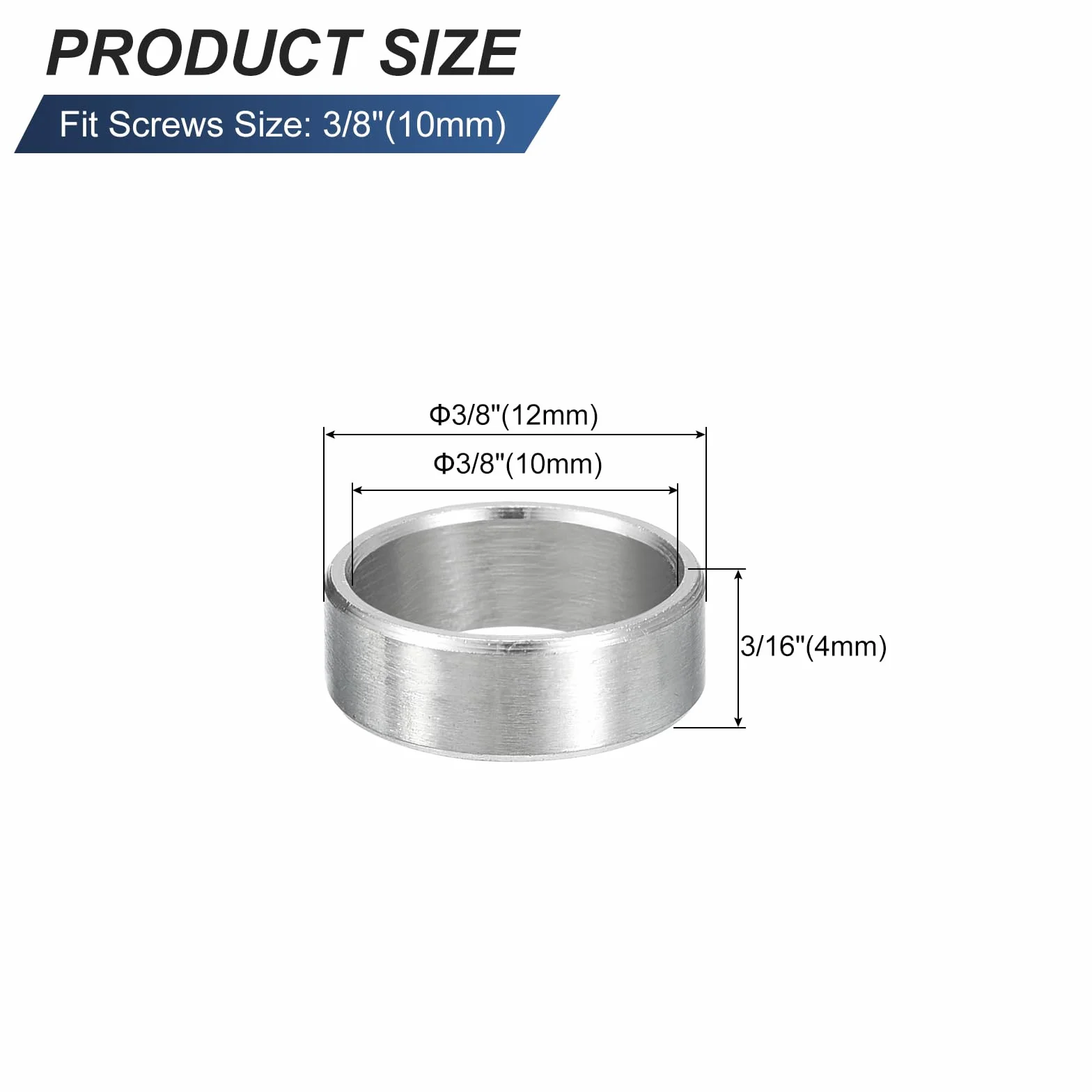 QUARKZMAN 5 sztuk podkładki dystansowe ze stali nierdzewnej, 10 mm ID x 12 mm OD x 4 mmL niegwintowany mosiężny separator ślimakowy okrągły szczelina do śrub nakrętek 3/8" lub M10
