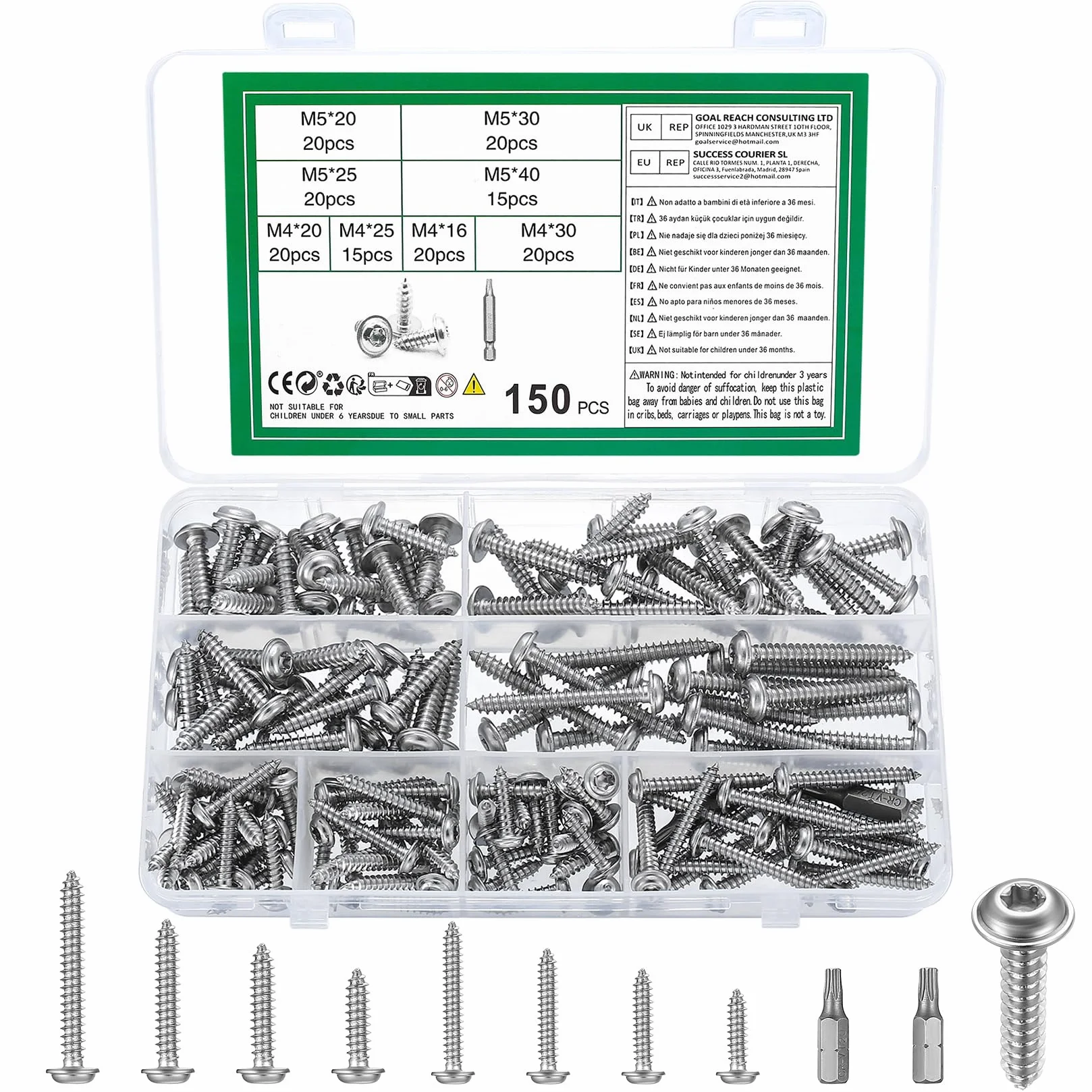 Wkręty do drewna Torx M4 M5 150 szt.