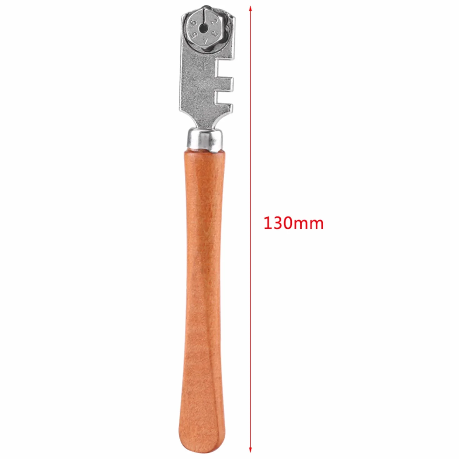 Obcinak do szkła z 6 kółkami, drewniana rękojeść, wymienne cięcie z węglików spiekanych, do cięcia szkła od 4 mm do 10 mm