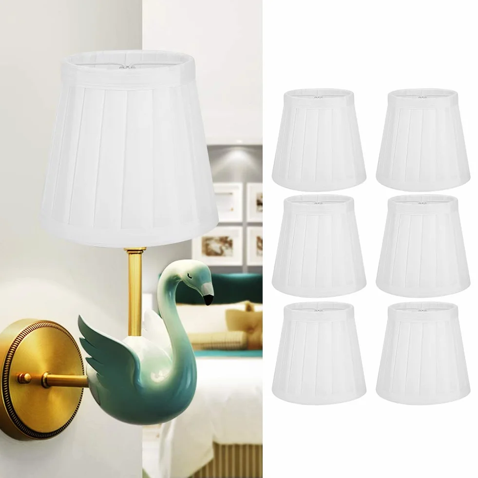 6 szt. Klosz żyrandola, biały nowoczesny abażur E14 Clip on Fabric abażur ścienny, Clip on plisowany klosz lampy wiszącej do dekoracji wnętrz