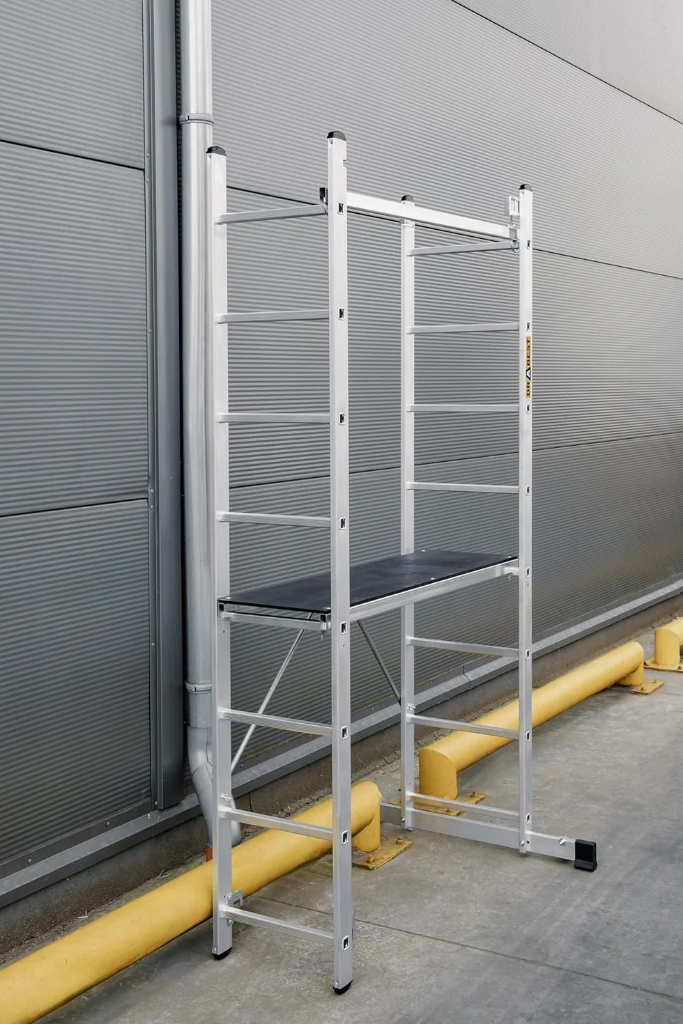DRABEST Aluminiowe rusztowanie BASIC 2x8 – podest 33x114 cm – Trwałe, solidne i lekkie rusztowanie – Wewnątrz i na Zewnątrz Budynków 46x214x14cm