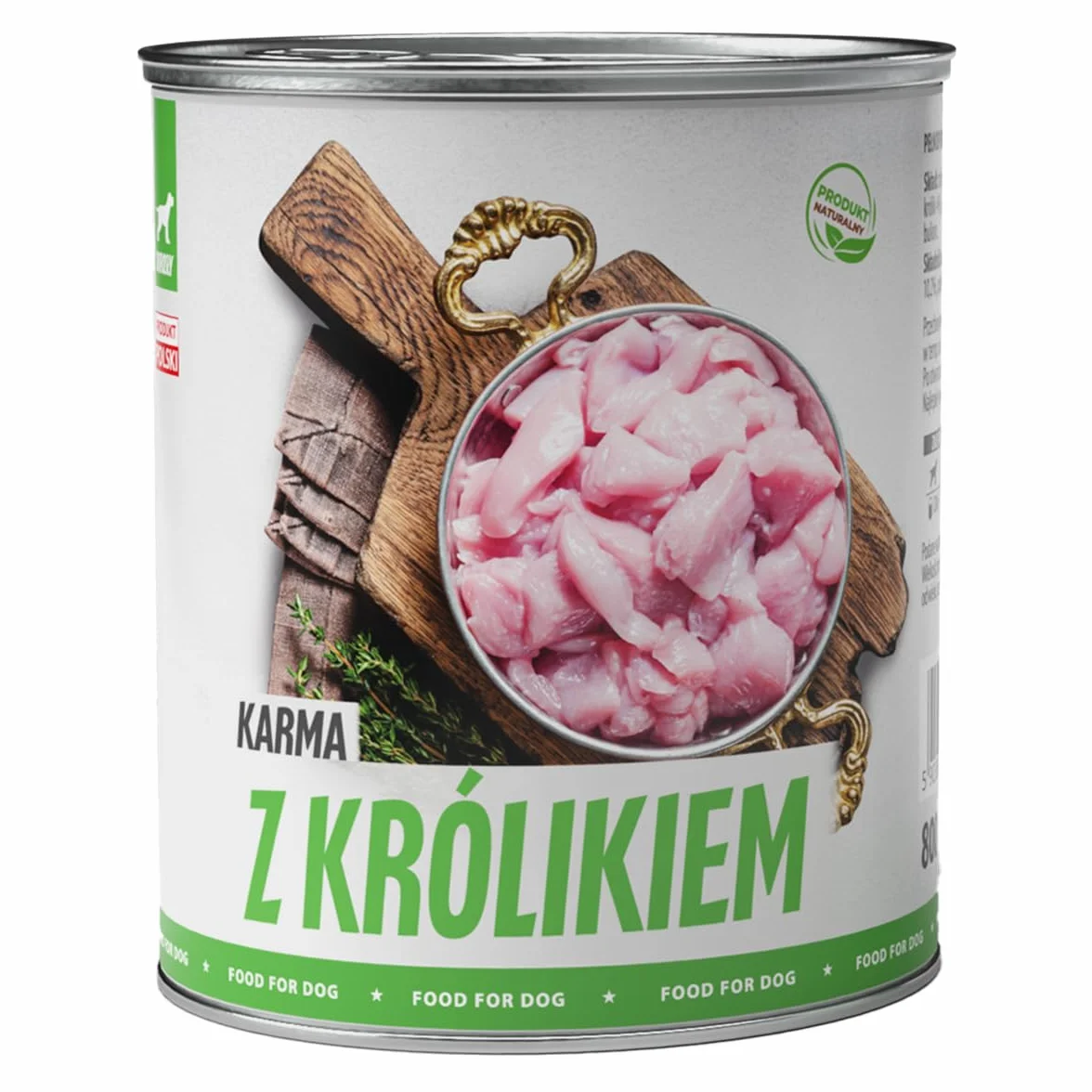 TufTuf Mokra Karma dla Psa, Mielonka z Królikiem, 800g, Dla Dorosłych Psów, Puszka, Pełnoporcjowa, Z Olejem Lnianym, 65% Mięsa