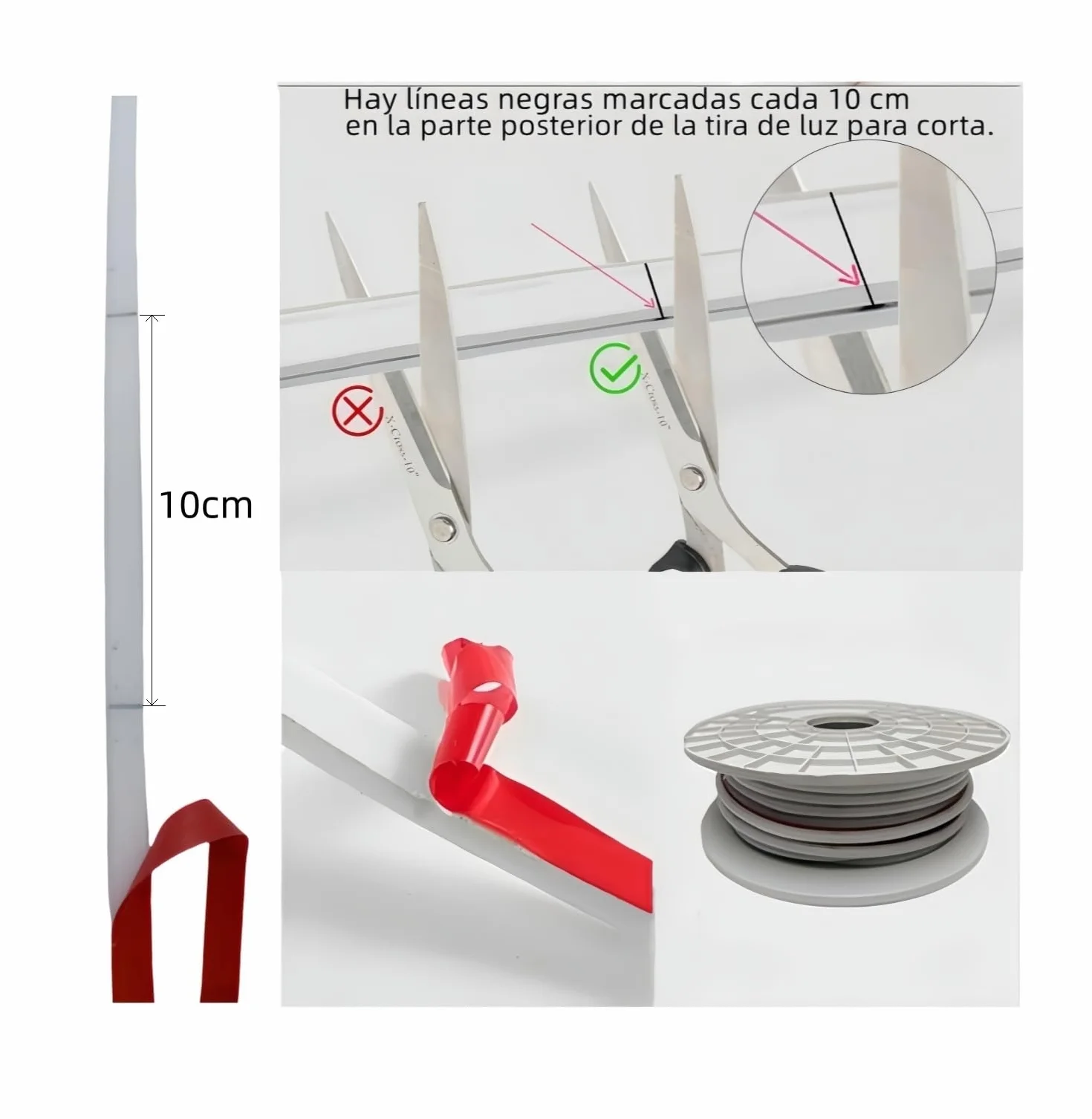 ONSSI® Neonowe taśmy LED 220v (zimna biel, 5m),12w/m każde cięcie 10 cm, 288 LED/m COB światło linowe,Wodoodporna Ip65 z wtyczką przełącznika i naklejką,Neon Led do użytku wewnętrznego i