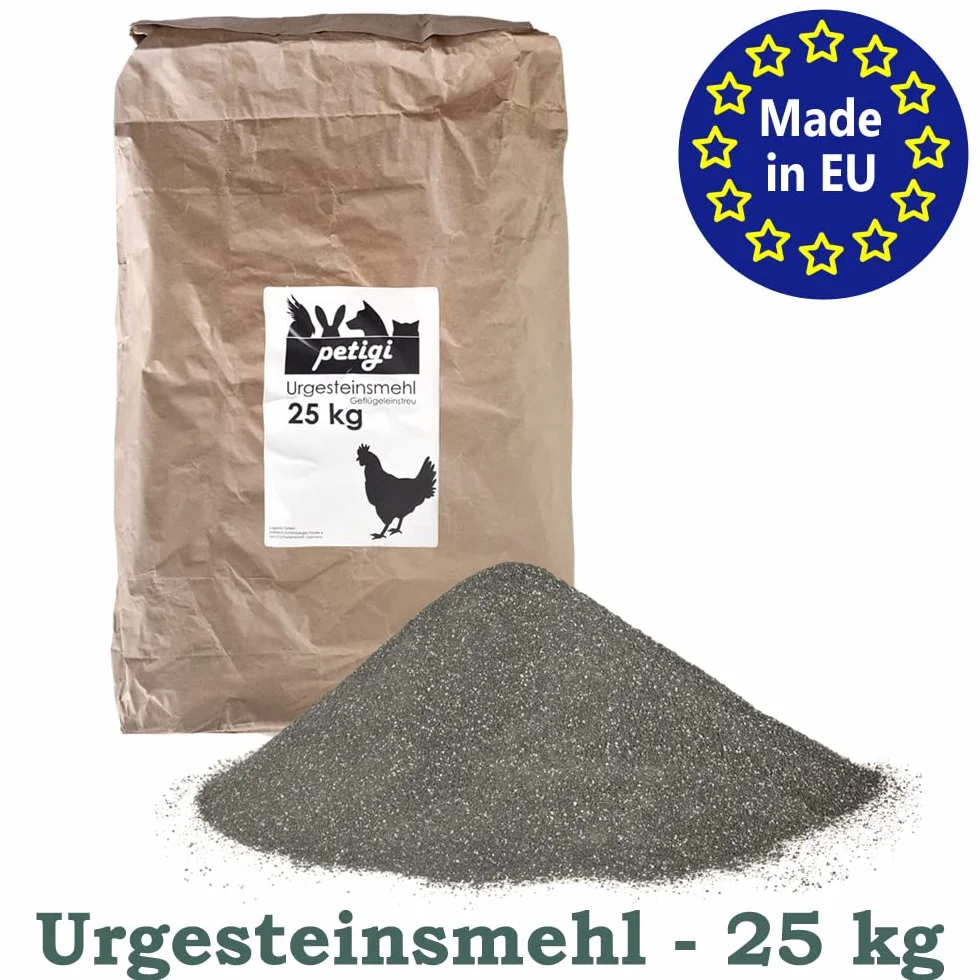 Petigi Mąka z kamienia pierwotnego, ściółka dla drobiu, do kąpieli piaskowej, mąka kamienna dla kur i przepiórek, piasek do kąpieli w proszku do kurników i wybiegów dla kur