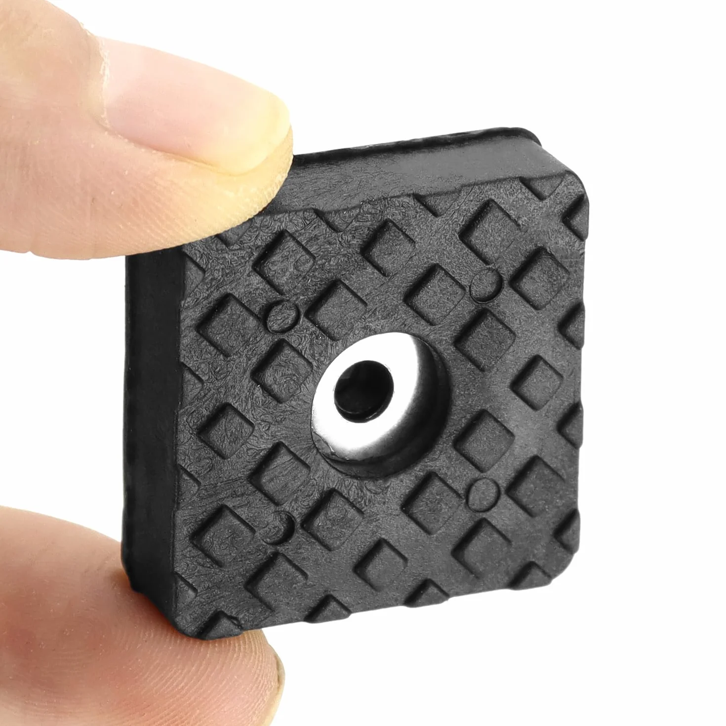 QWORK® Zestaw 18 kwadratowych gumowych nóżek przykręcanych 30 x 30 x 10 mm, antypoślizgowe gumowe odbojniki ze śrubą do mebli i podłóg, czarne