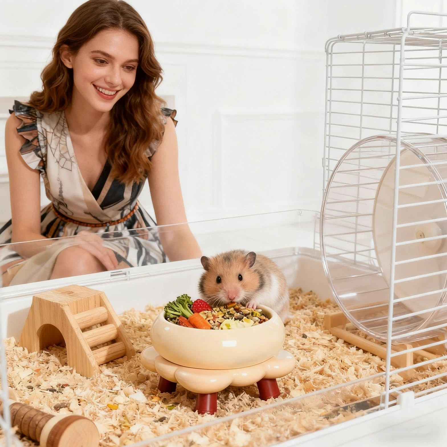 Ceramiczny pojemnik na karmę dla chomików, dla małych zwierząt, dla myszy, degus, fretek, wiewiórek, szynszyli, jeży