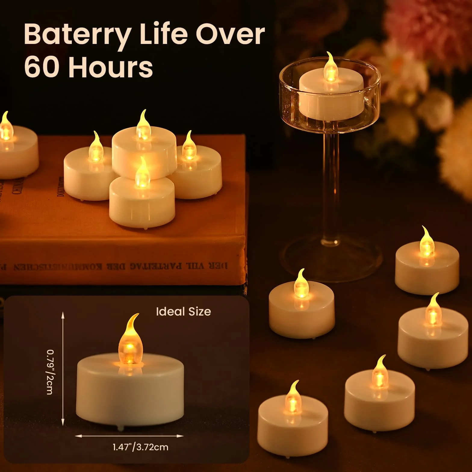 cimetech 12PC Led Tea Lights z timerem, elektryczne migoczące świece ledowe na baterie z pilotem zdalnego sterowania do domu, pokoju, stołu, Halloween, dekoracji świątecznych