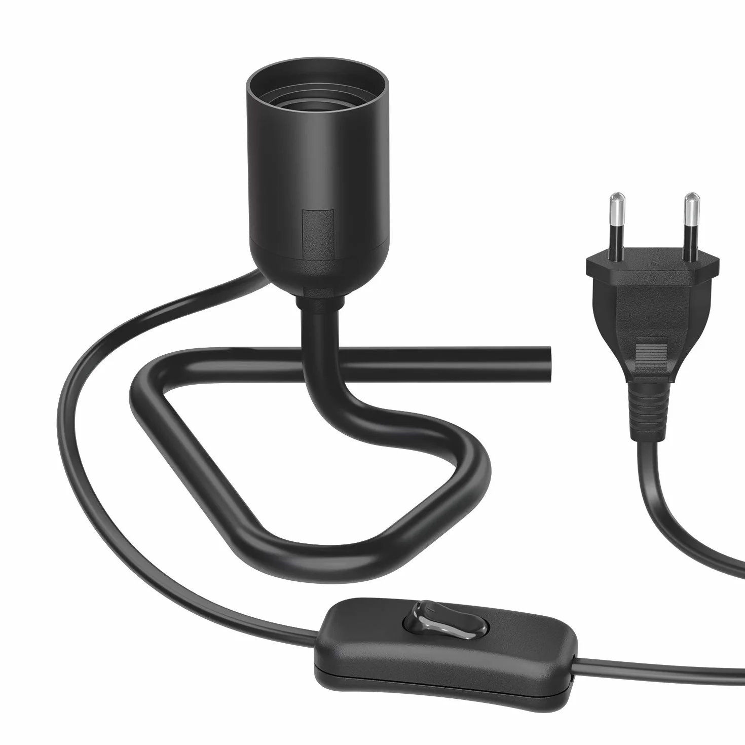 ledscom.de Lampa stołowa/Oprawka/Trójkątna podstawa trójkątna TRIN, przełącznik, aluminium, czarny, 1x E27 maks. 60W