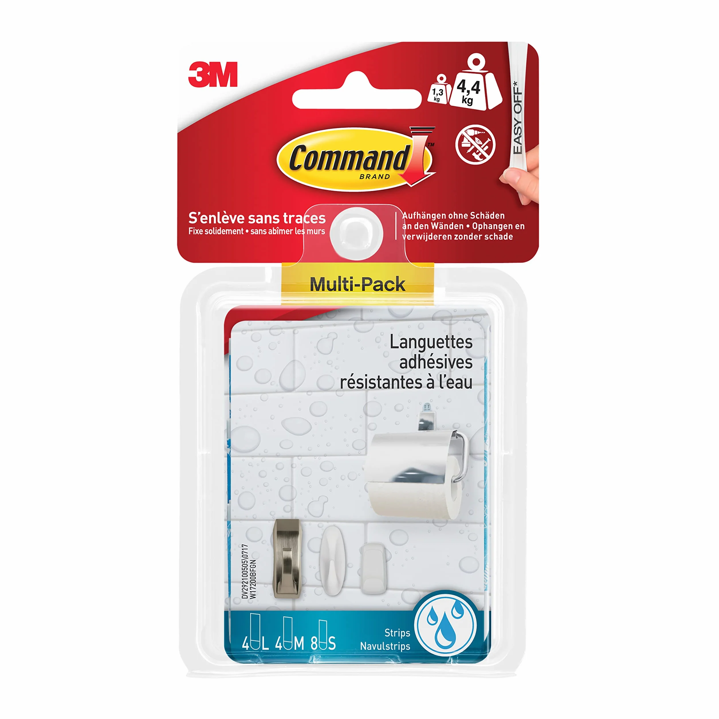Command W17200 Zestaw pasków montażowych, wodoodporne, 8 pasków S, 4 paski M i 4 paski L