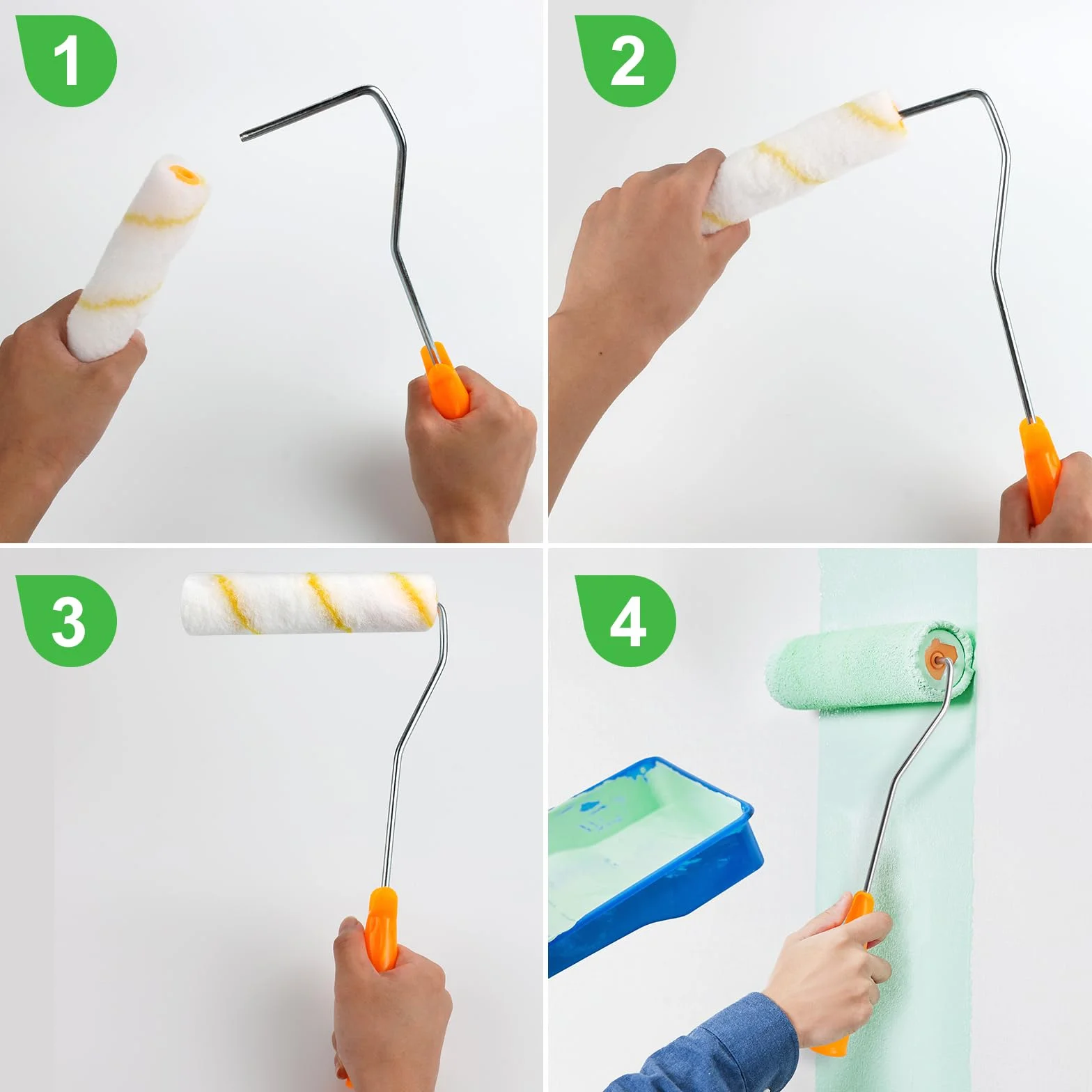 20 sztuk małych wałków malarskich 10 cm z uchwytem, zestaw wałków malarskich do farb ściennych, małe wałki malarskie, profesjonalne wałki malarskie, wałki lakiernicze do lakierów na bazie wody i lekko