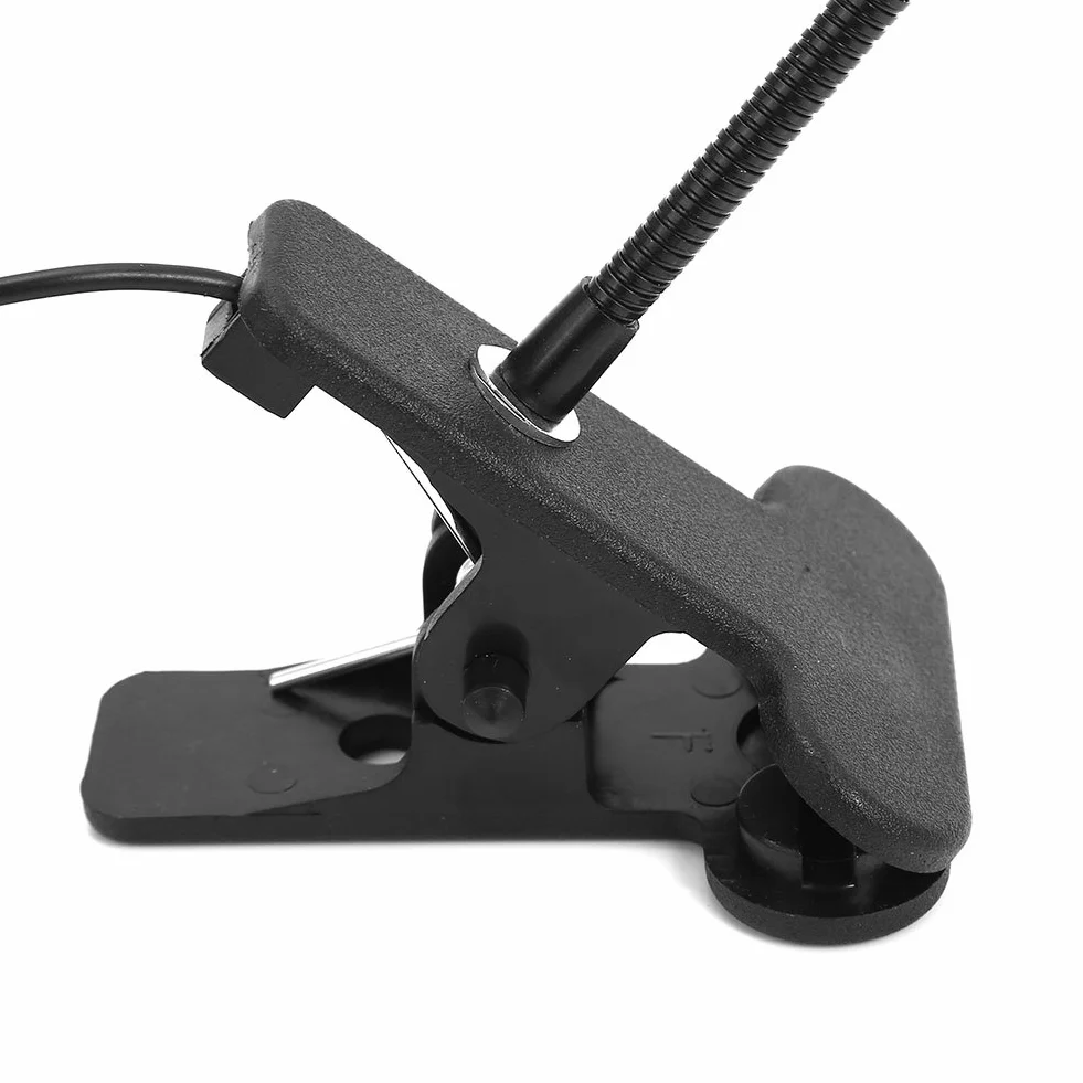 Nowa, Elastyczna Lampka z Klipsem na Gęsiej Szyi, Lampka Stołowa LED USB, Lampka do Czytania, Przenośna Lampa Stołowa do Komputera, z Klipsem, Zimna Biel 1W (BLACK)