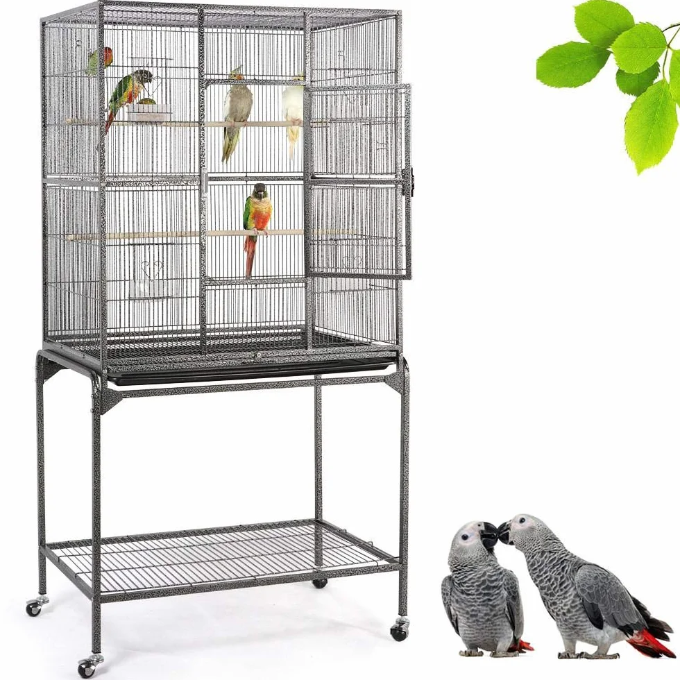 Yaheetech Wolierka dla ptaków klatka z drzwiczkami, domek z 4 kółkami 47 x 81 x 160 cm