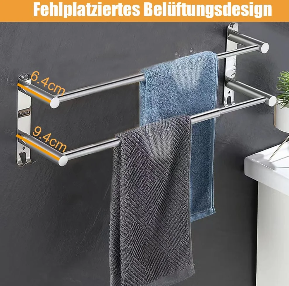 ANBOO Wieszak na ręczniki teleskopowy 2-ramienny 43-75 cm stal nierdzewna