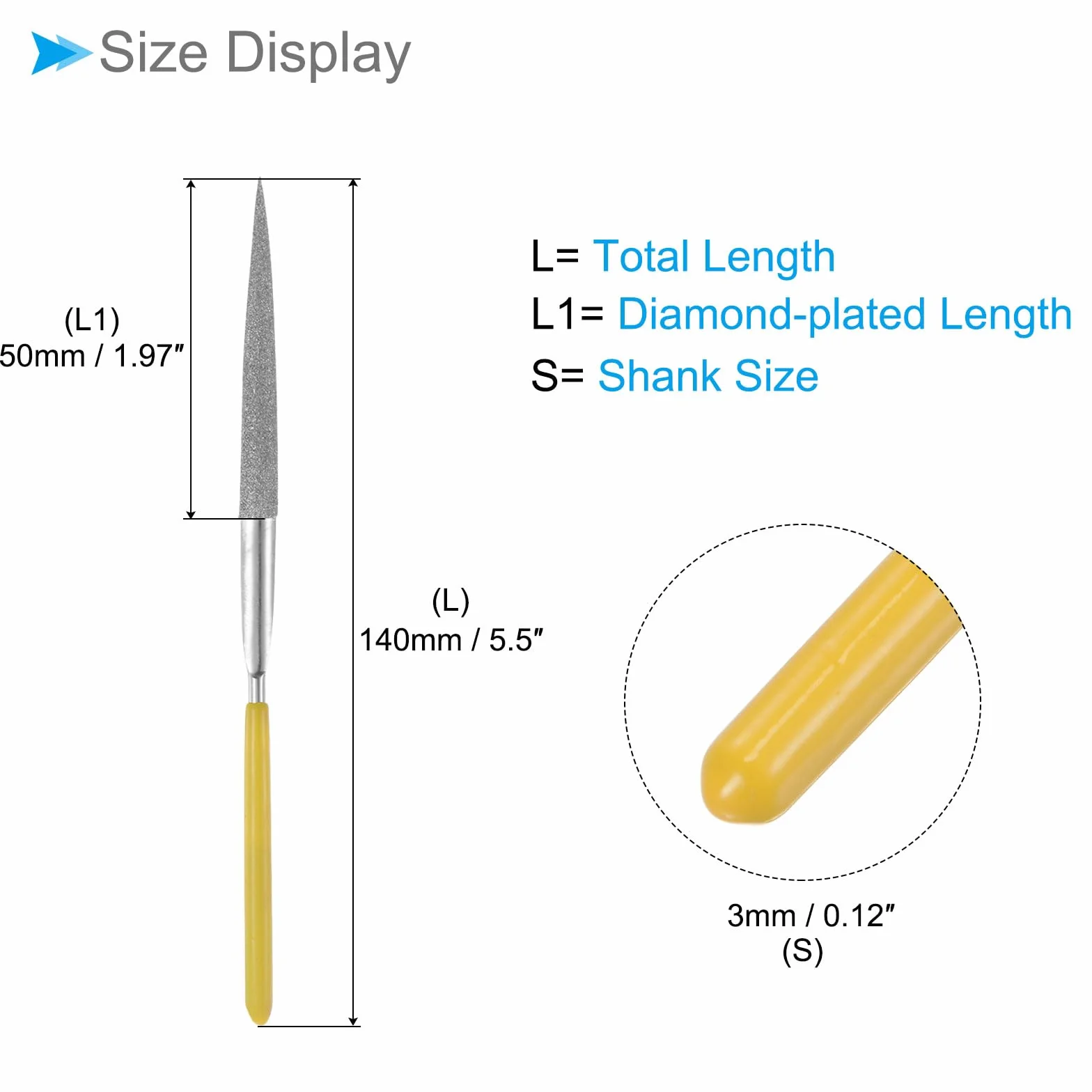 Pilnik igłowy diamentowy 3 mm 140 mm 2 sztuki