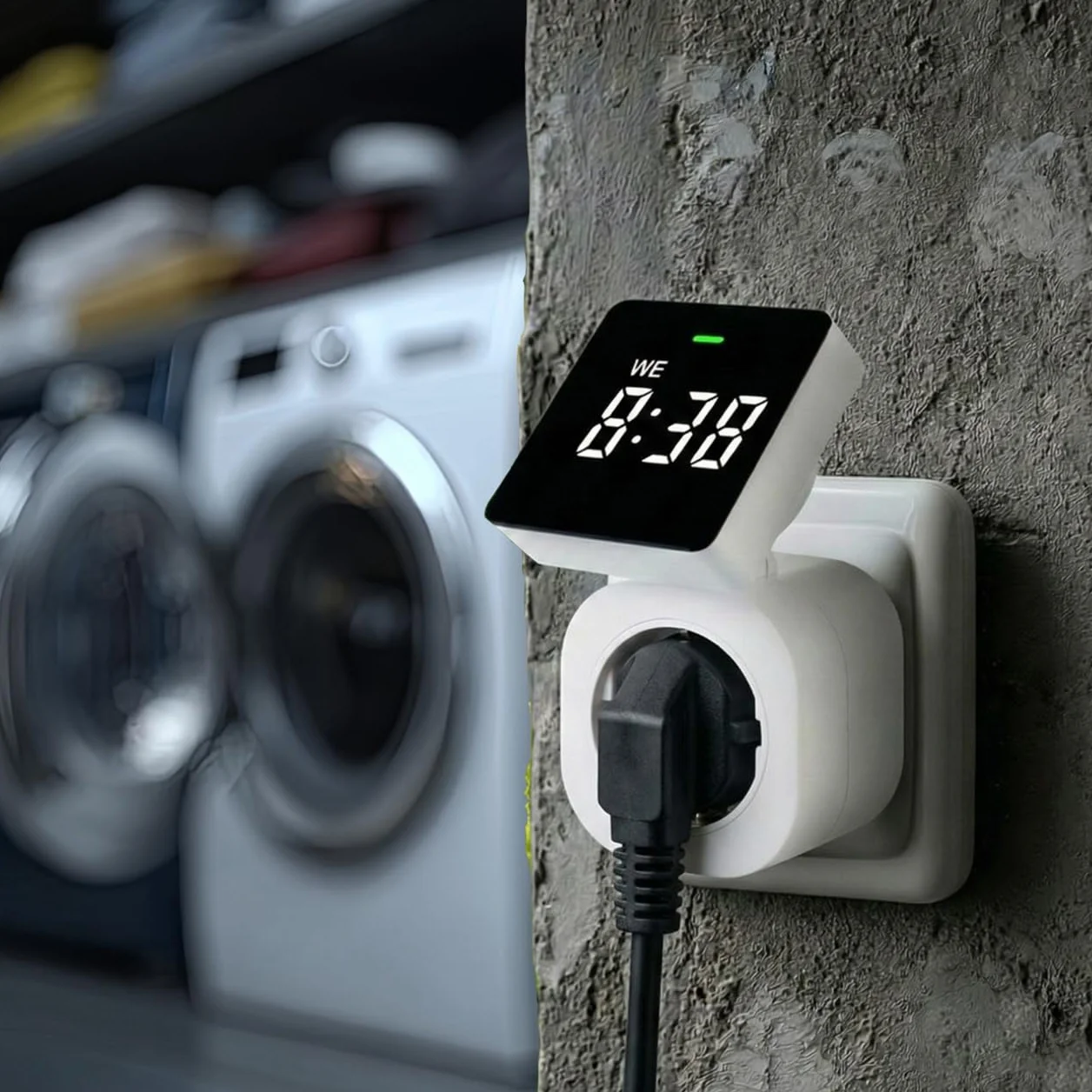 Green Blue Cyfrowy programator czasowy gniazdko z 8 indywidualnie ustawianymi programami | maks. obciążenie 16 A/3680 W | wyświetlacz LCD, klasa ochrony IP20 do użytku w pomieszczeniach