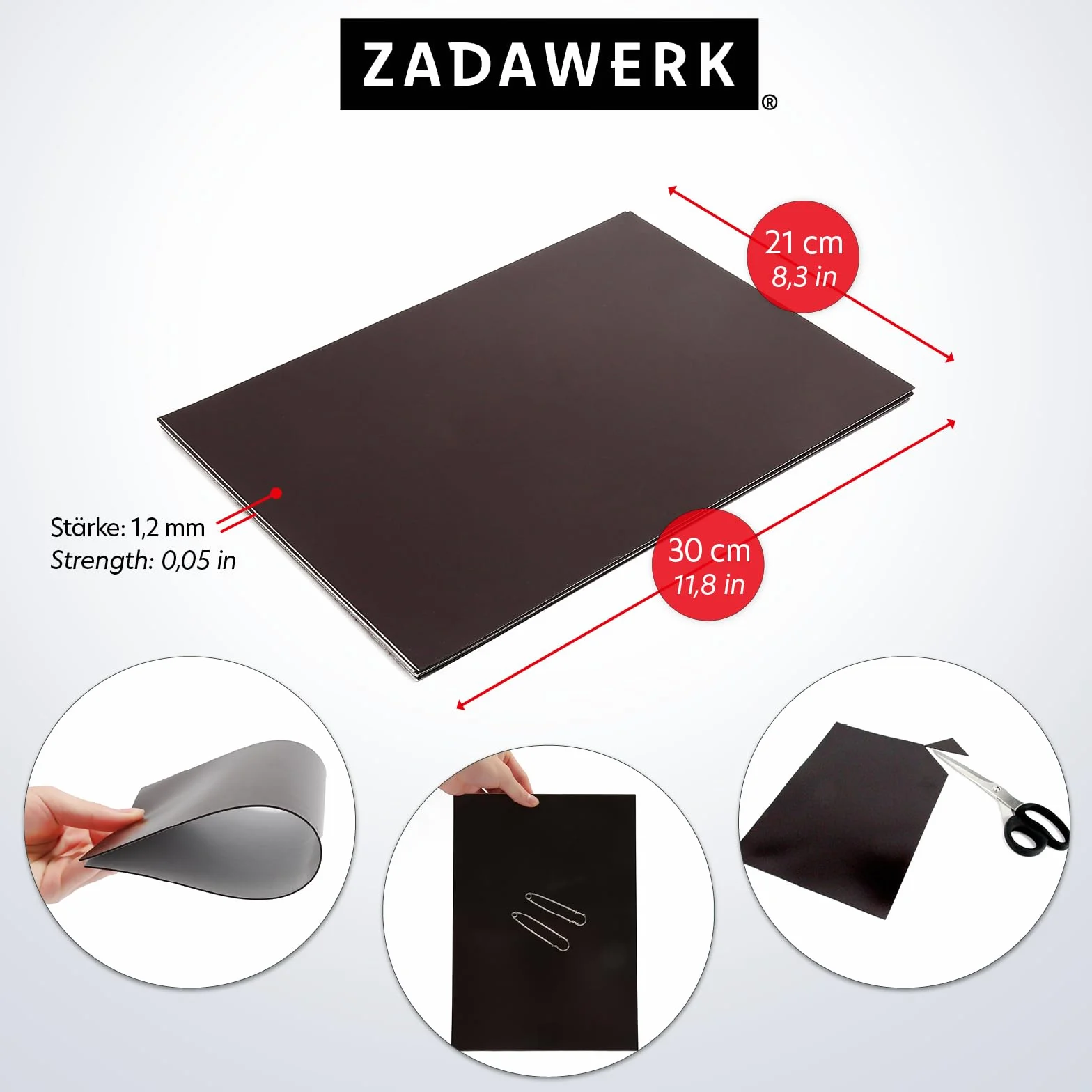 Folia magnetyczna - 1,2 mm - DIN A4-6 sztuk - samoprzylepna - czarna