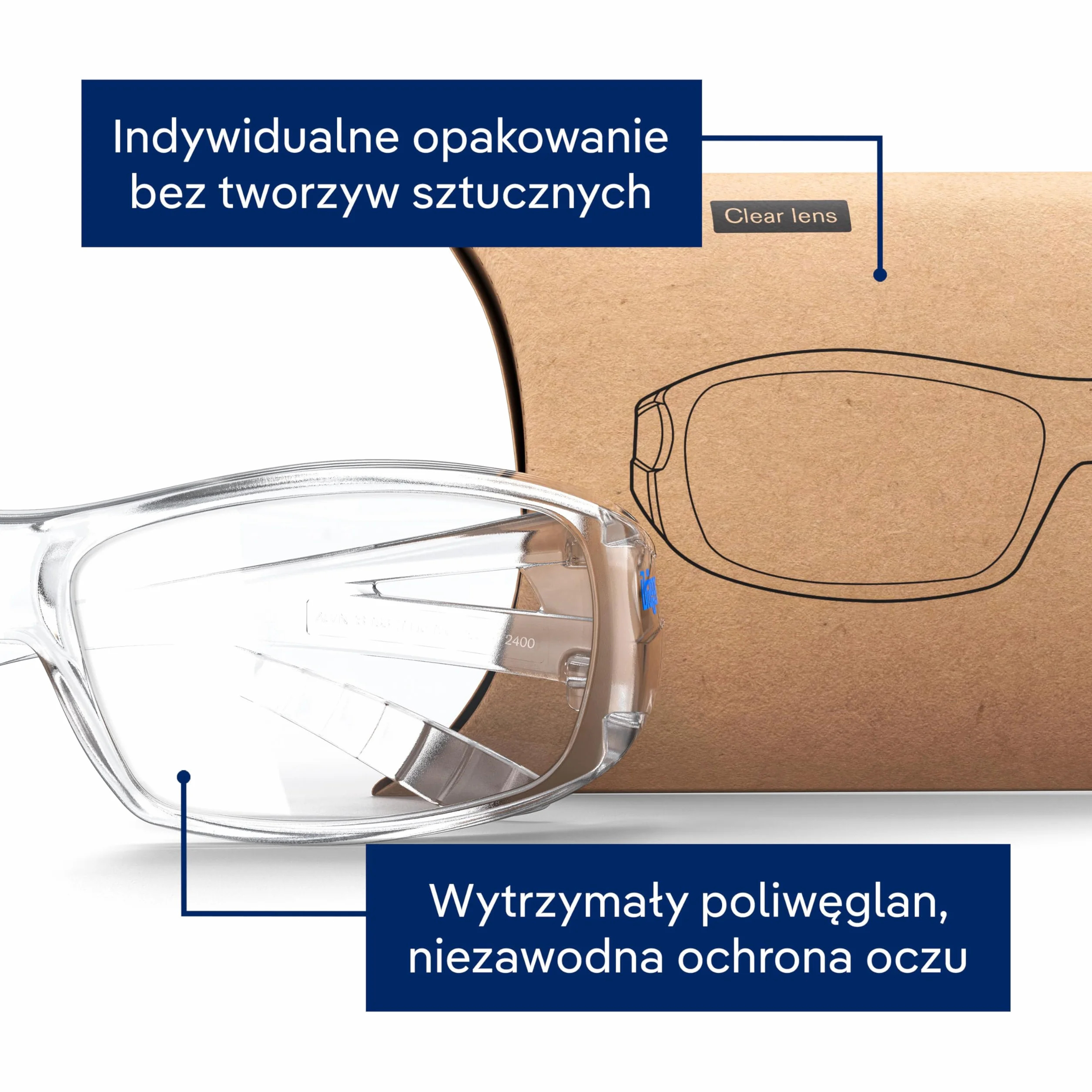 Dräger X-pect 2400 okulary ochronne, lekkie okulary robocze, na plac budowy, warsztat, jazdę na rowerze, jogging, służby ratownicze, laboratorium, przezroczyste, odporne na zarysowania i zaparowanie