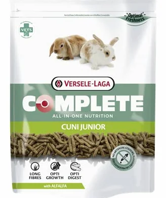 Versele-Laga Complete Cuni Junior | Podwójne opakowanie, 2 x 500 g | Kompletna karma dla królików 0-8 miesięcy | Pyszne granulki wszystko w jednym | z długimi włóknami