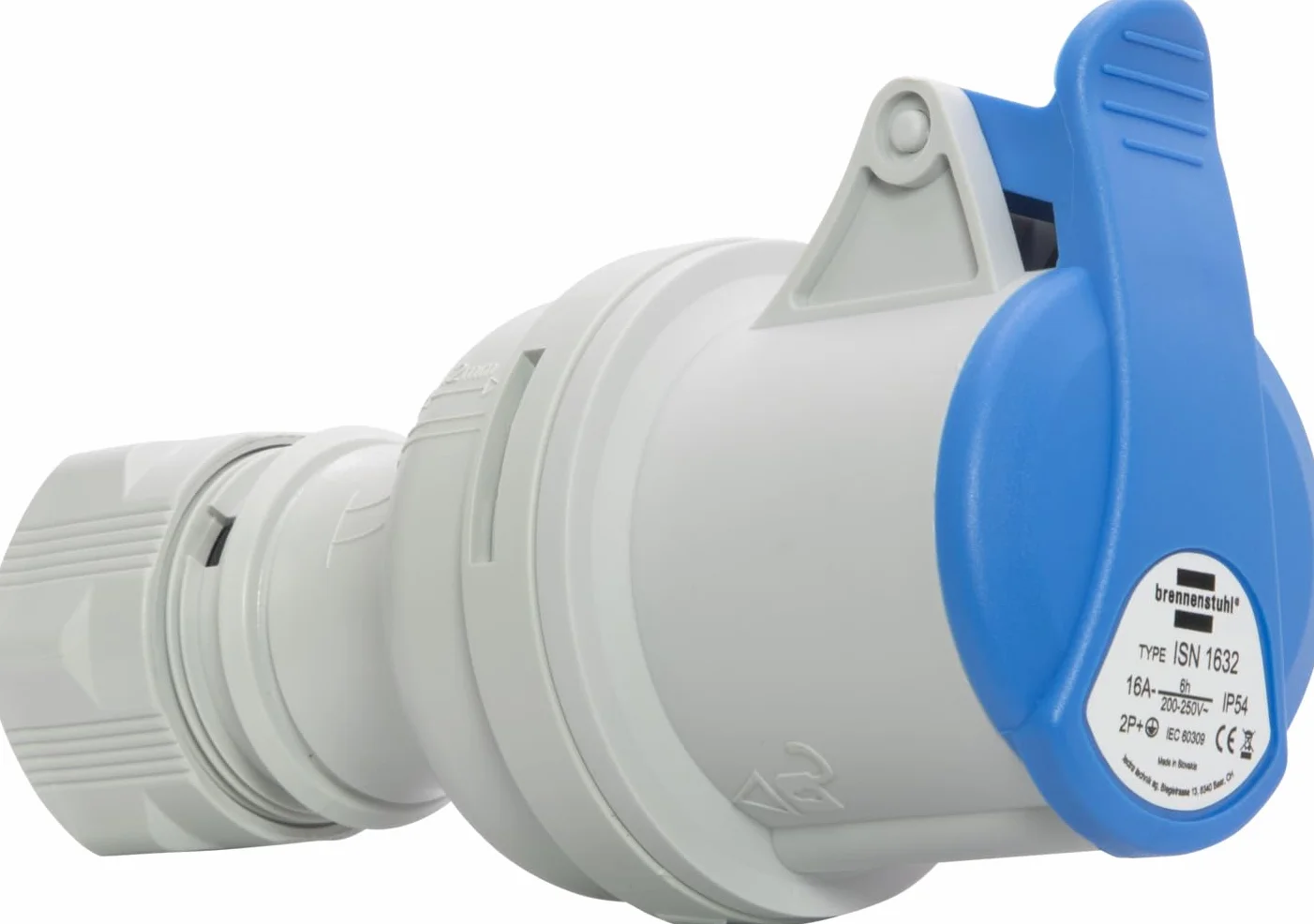 Brennenstuhl 3-biegunowe gniazdo elektryczne CEE do użytku na zewnątrz, gniazdo CEE 230V/16A z pokrywką, złącze przykręcane, do użytku na zewnątrz, kemping, ampery, stocznie, IP44, 16A
