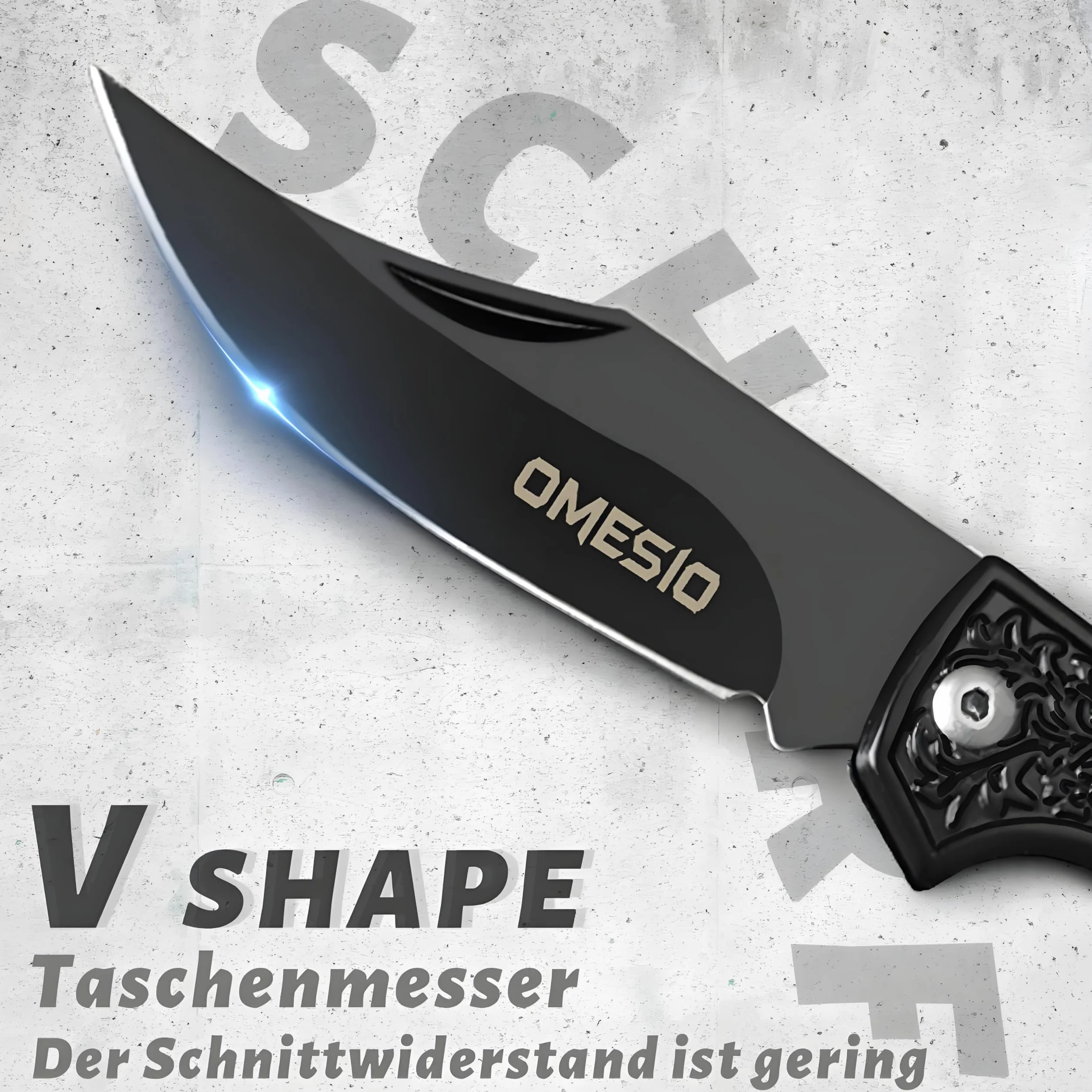 Omesio Mini scyzoryk 8,5 cm, mały składany nóż oburęczny, nóż dwuręczny, brelok, zewnętrzny, ostry, czarny