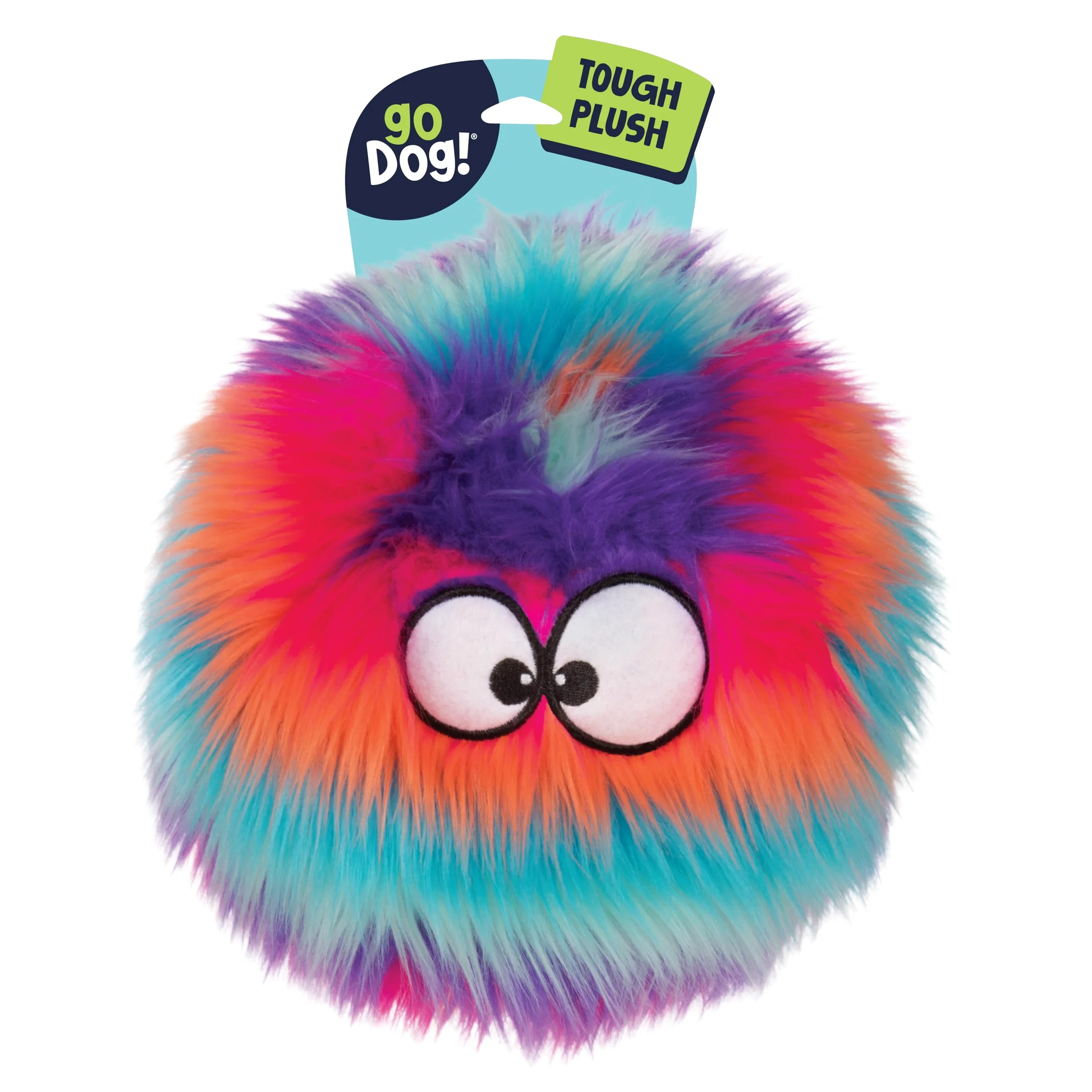 Moonmoon goDog Furballz with Chew Guard Technology Plush Dog Toy, Large, Bright Rainbow