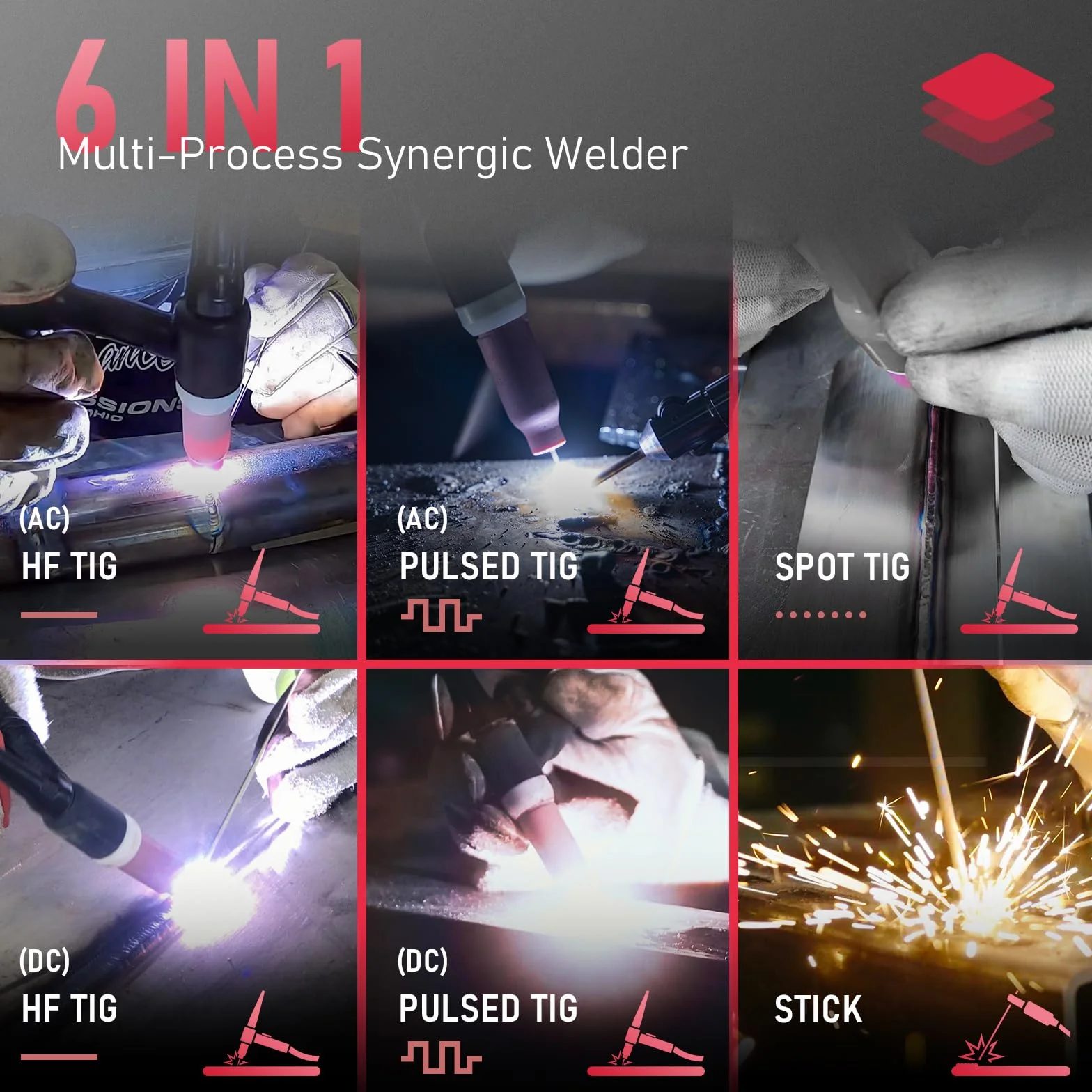 YESWELDER Spawarka TIG do aluminium 200A AC/DC z pulsem, cyfrowa spawarka inwertorowa Tig/Stick 230V