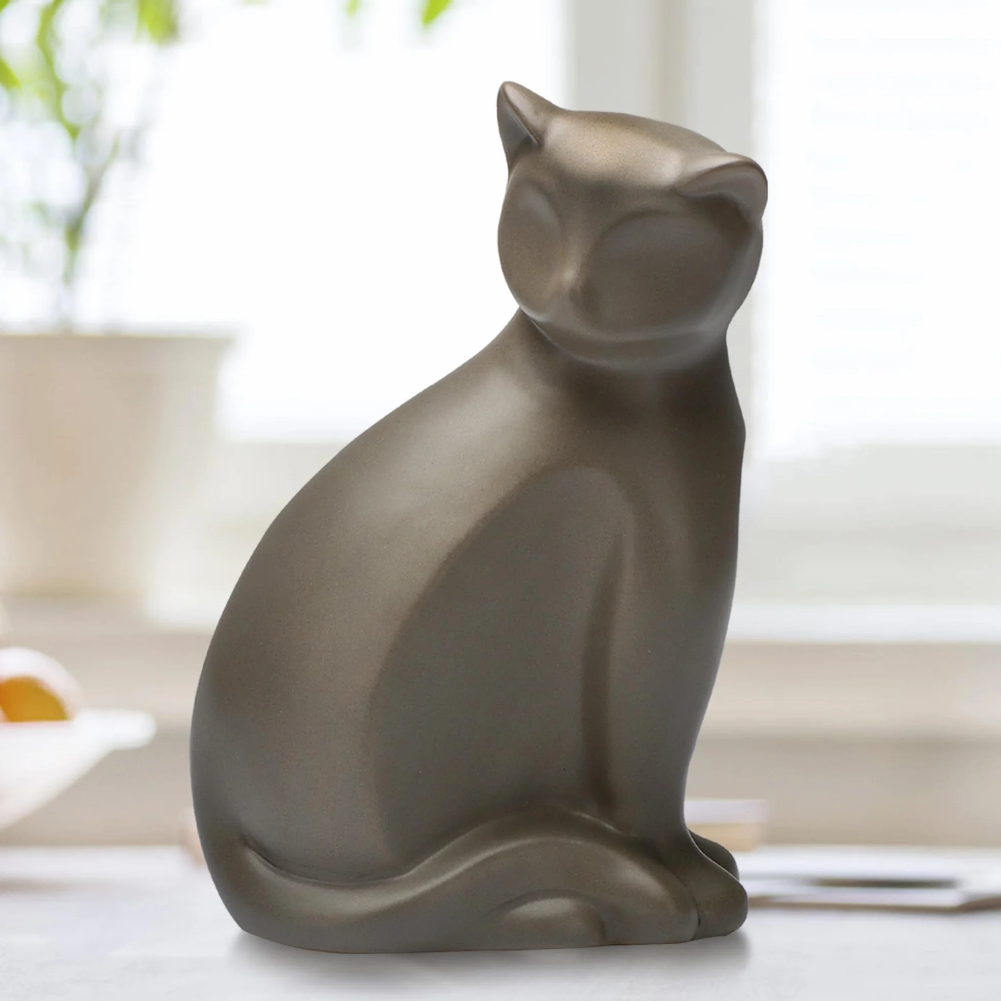 Ceramiczna Urna dla Kota Pudełko na Kremację Zwierząt Domowych Dekoracyjna Brązowa