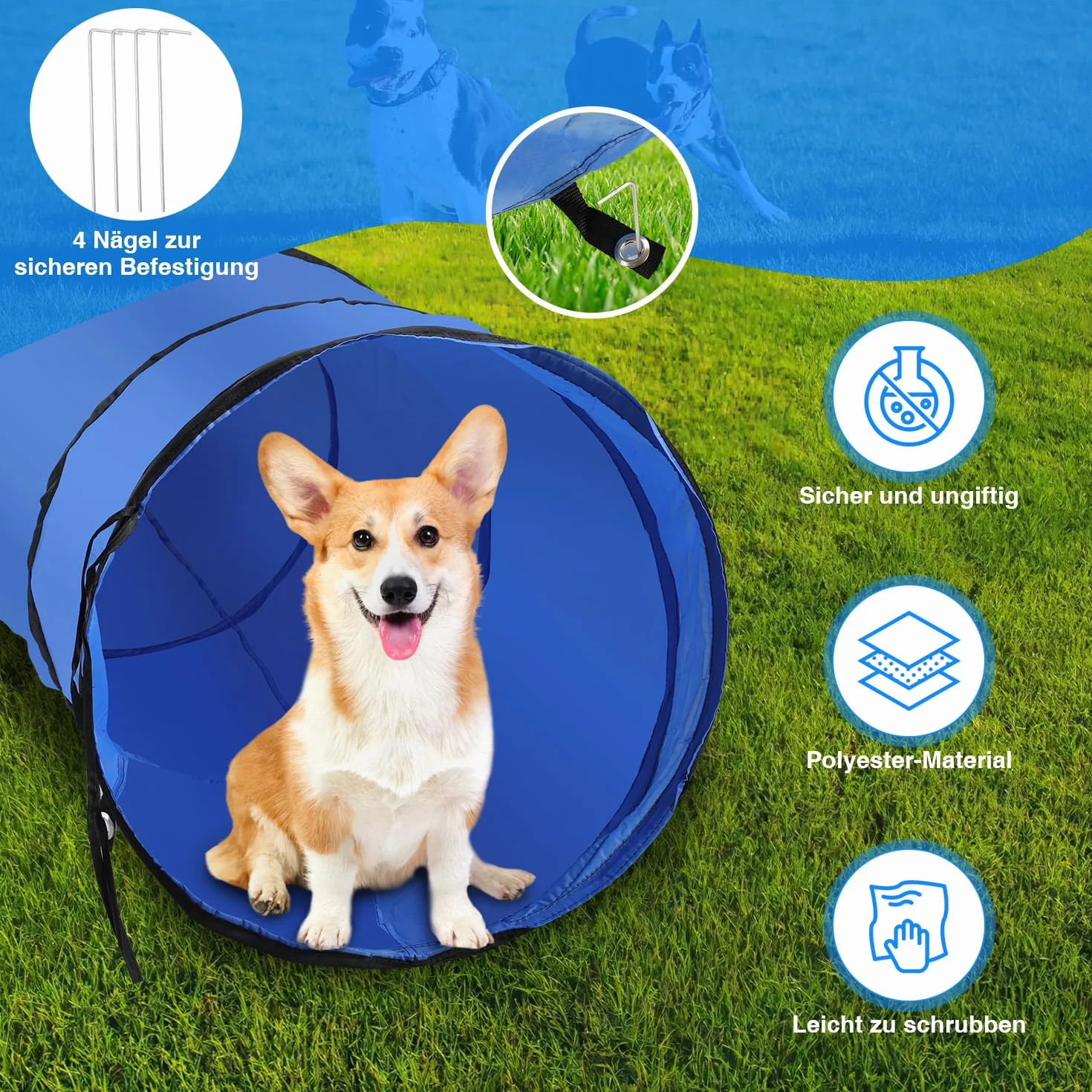 Gimisgu Agility zestaw dużych psów zwinnościowych, zestaw wyposażenia dla psów, akcesoria do treningu psa, przeszkoda, pierścień do skakania, tunel dla psa, 8 drążków slalomowych, piłka, gwizdek,