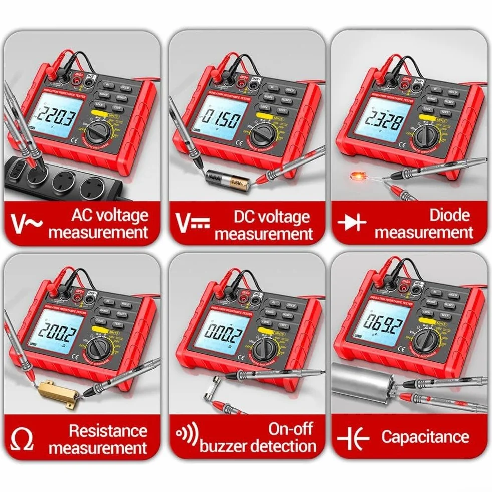 MH15 Cyfrowy Megohmmeter Tester Rezystancji Izolacji, 100 V 250 V 500 V 1000 V Wyświetlacz LCD, Do Testowania Przełączników Kabli Motorowych