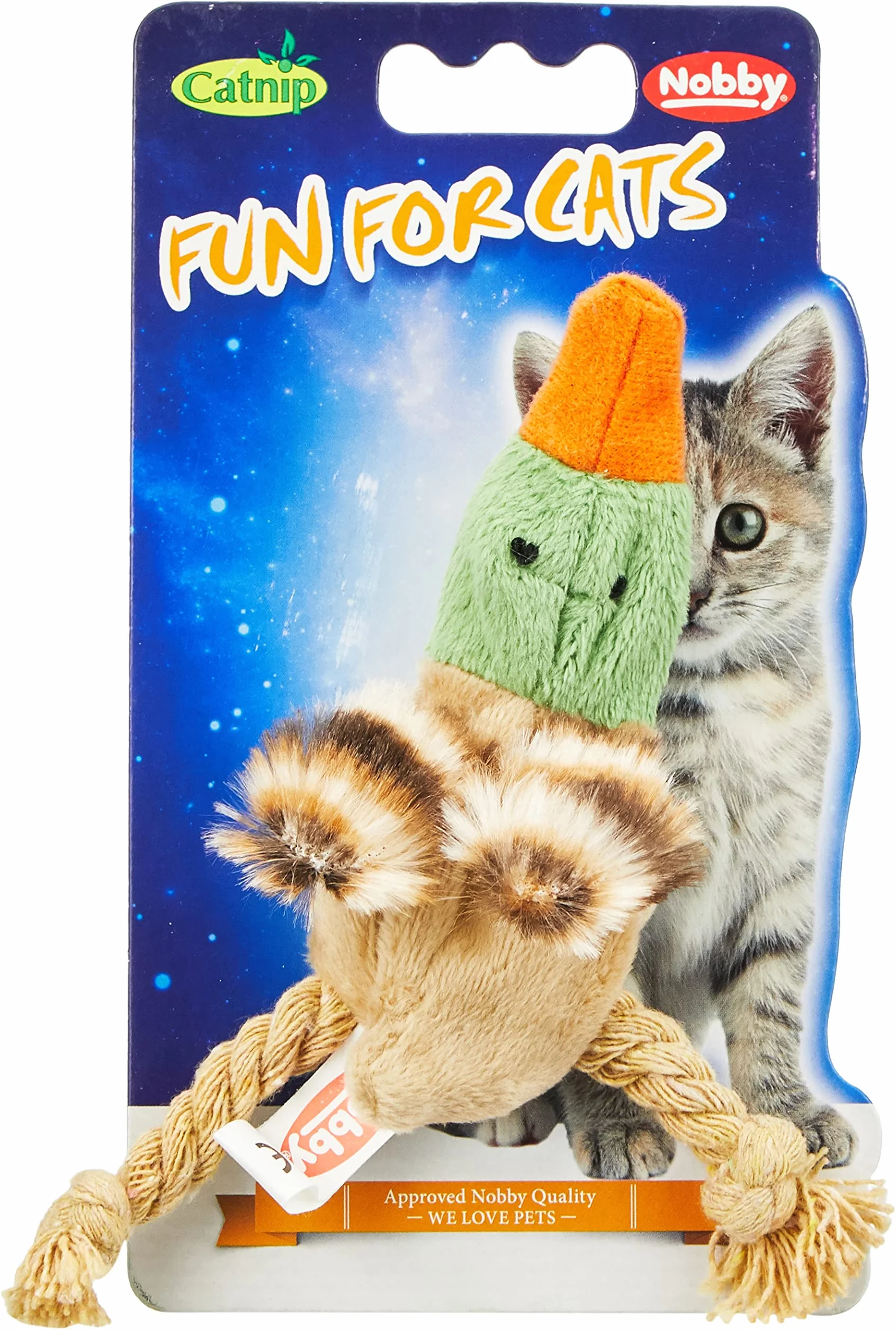 Nobby Fun For Cats Pluszowe Kaczątko z Kocimiętką, Wielokolorowa, 10 cm