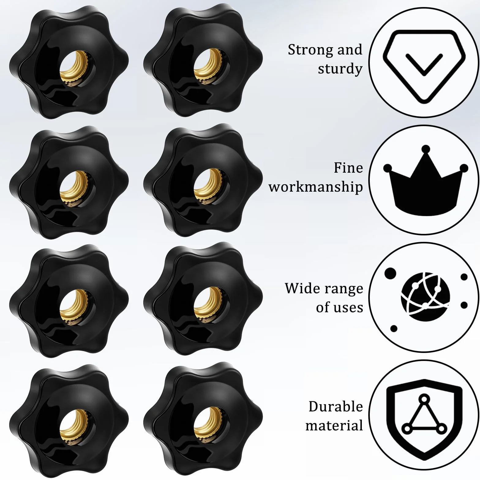 Giantree 12 sztuk nakrętek M8, śrub z uchwytom gwiazdowym, gałka napinająca radialnie, średnica 32 mm, do maszyn, mebli, obrabiarek, sprzętu
