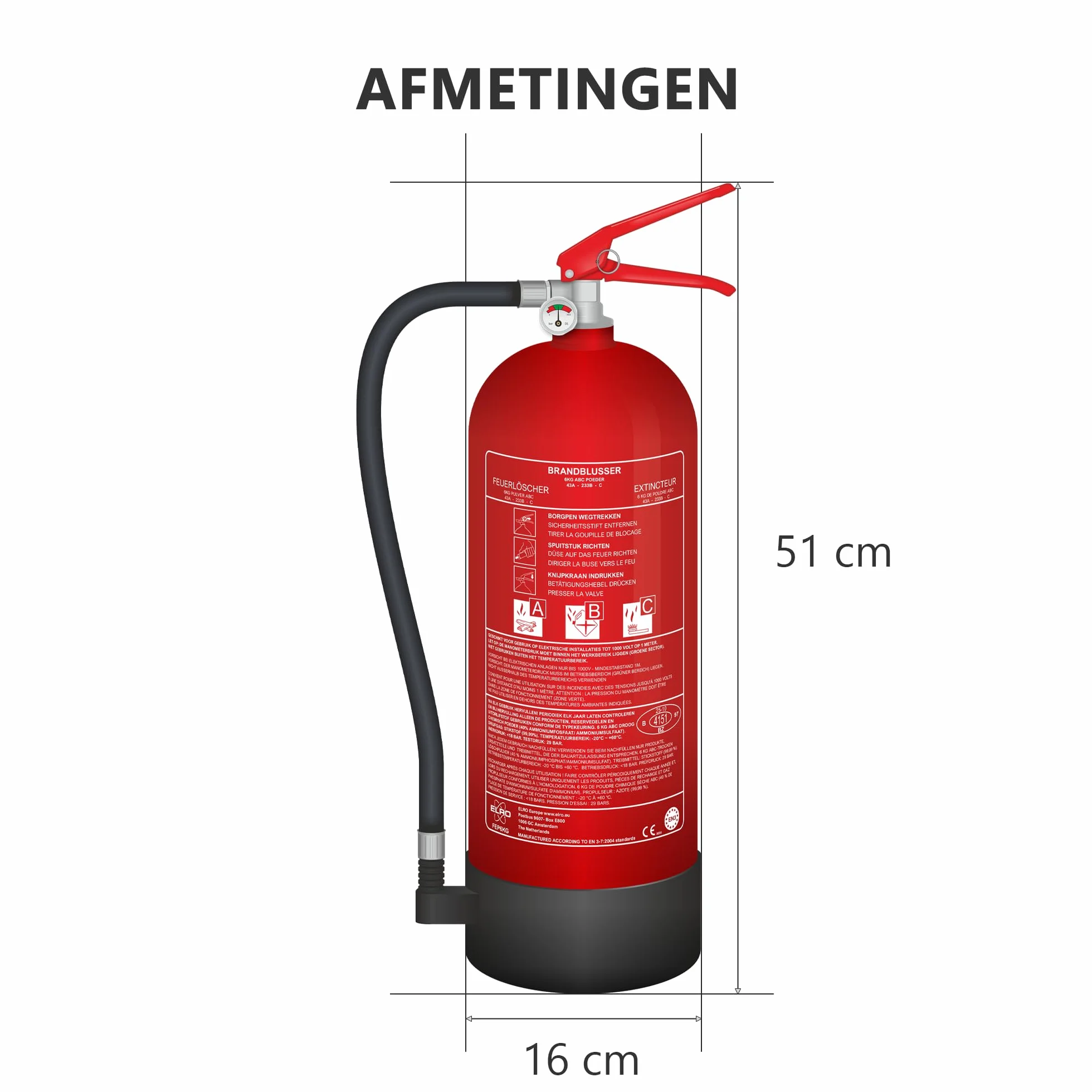 ELRO FEP6KG gaśnica proszkowa 6 kg klasy ABC certyfikowana