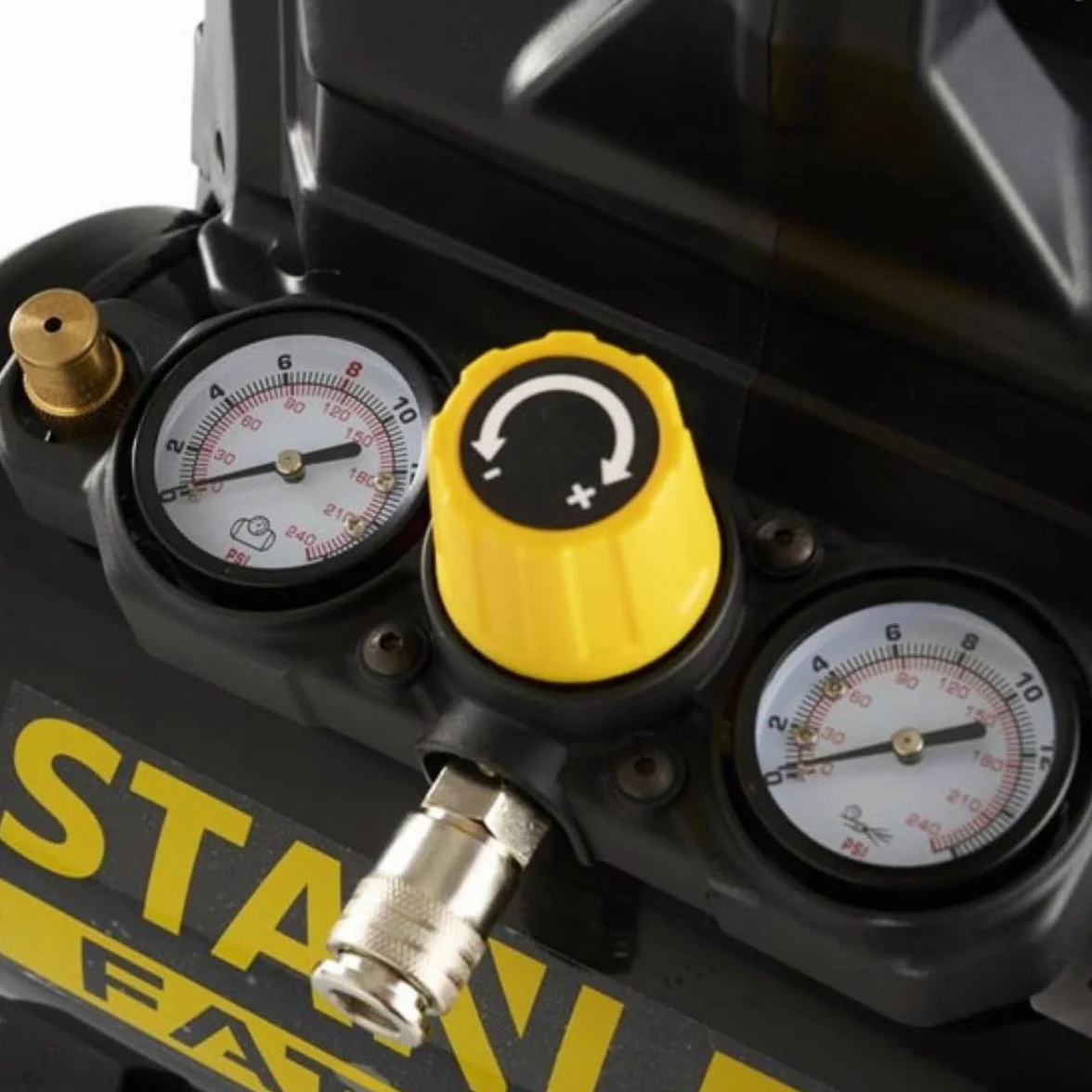 Stanley Fatmax Kompressor DST 101/8/6 FMXCM00 - Kompresor powietrza 8 bara - Cichy kompresor powietrza 59dB - Pojemność zbiornika 6 litrów - Kompresor zasilany akumulatorem 1450 obr./min