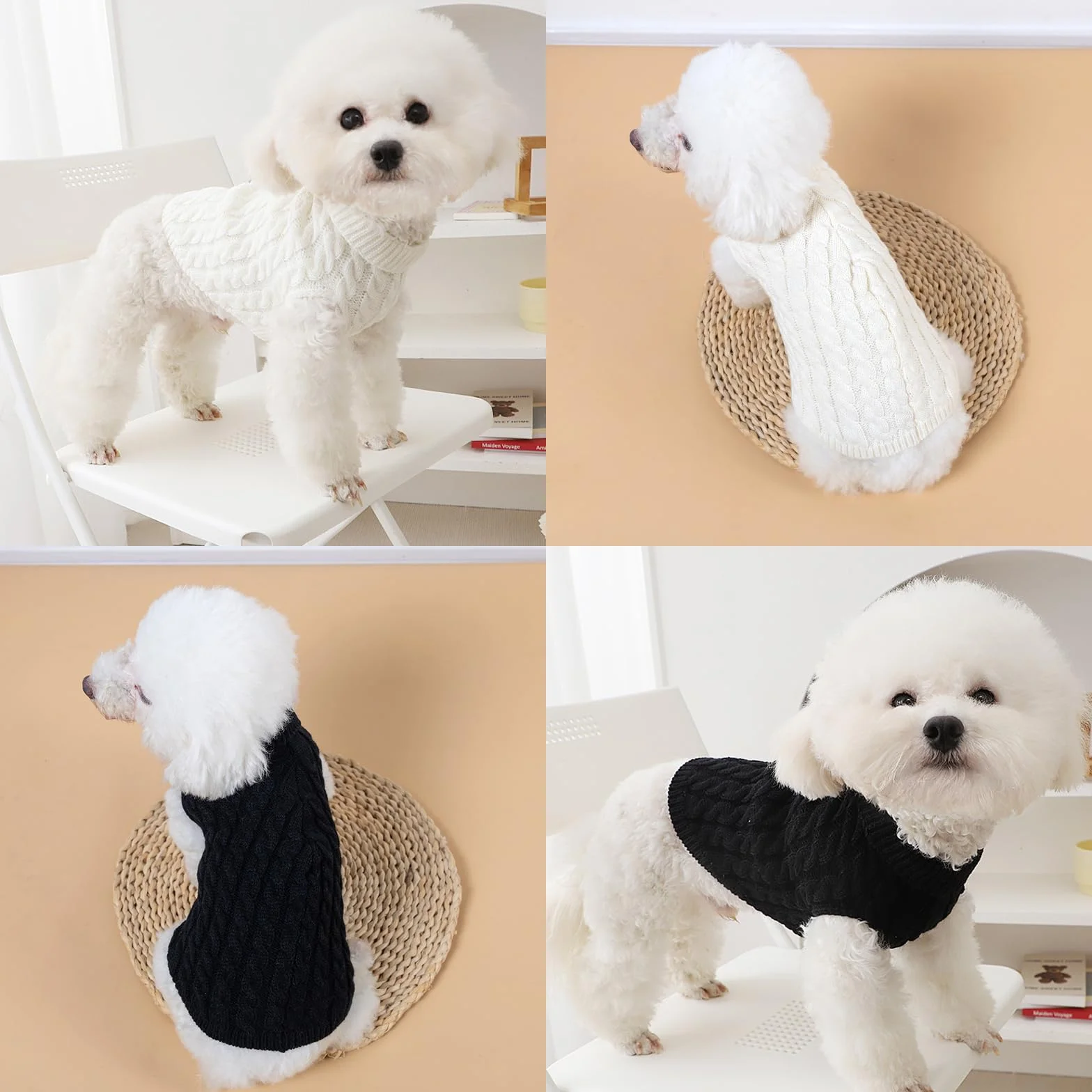 2 szt. Sweter dla psa, sweter dla małych psów, sweter dla średnich psów, ciepły sweter dla psa, stójka, dla Chihuahua, Yorkie, kubek do herbaty