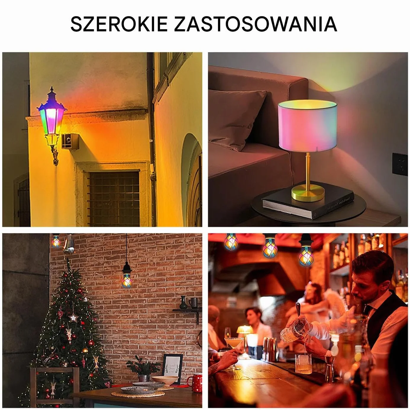 Kolorowa Żarówka Witrażowa E26 4W - Bożonarodzeniowa Dekoracja Choinkowa