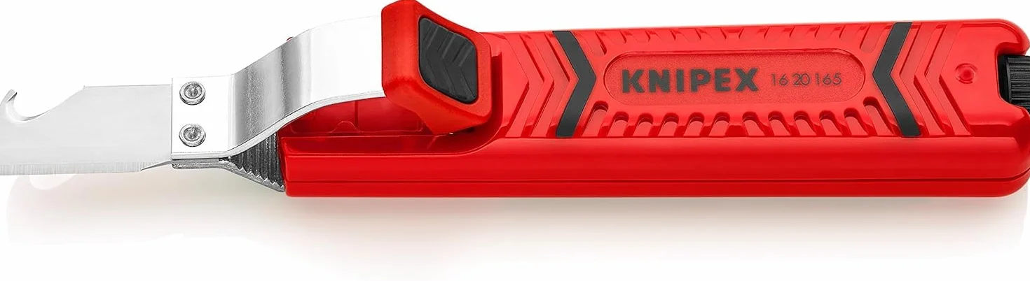 KNIPEX Przyrząd do ściągania zewnętrznej izolacji z ostrzem skalpela w blister Korpus z udaroodpornego tworzywa sztucznego 165 mm, 16 20 165 SB