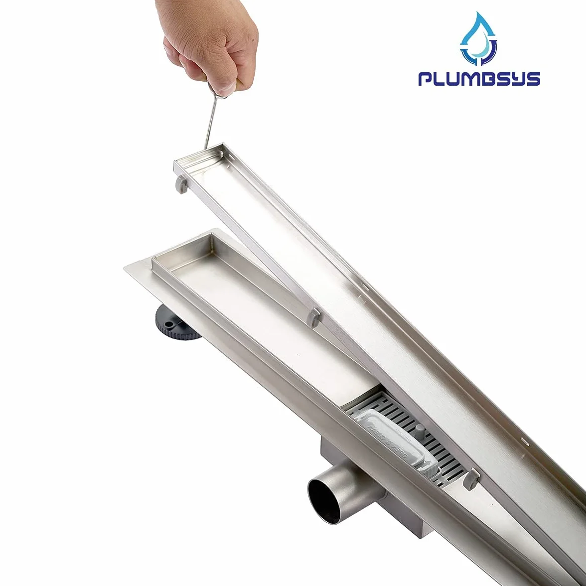 Liniowy odpływ prysznicowy dł. 50 cm, stal nierdzewna, wkładka do płytek 2 w 1, kompletny zestaw dwustronnego odpływu podłogowego, syfon odpływowy prysznicowy z ogranicznikiem zapachu i