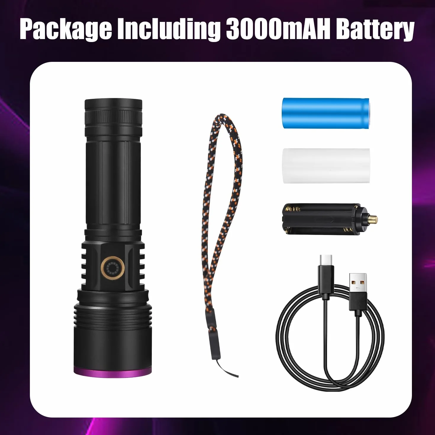 Azyvum Latarka UV 20 W, ładowana przez USB, czarne światło, 365 nm, lampa UV do bursztynu, żywicy epoksydowej, wykrywania moczu zwierząt domowych, minerałów, podróży, plam dla psów i kotów