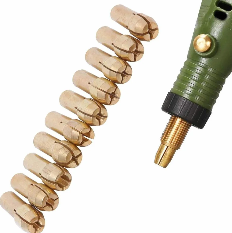 20 szt. mosiężny uchwyt wiertarski precyzyjny 0,5-3,2 mm mosiężna tuleja zaciskowa pasuje do narzędzi obrotowych Dremel uchwyt uchwytu elektrycznego wiertarki szlifierskiej