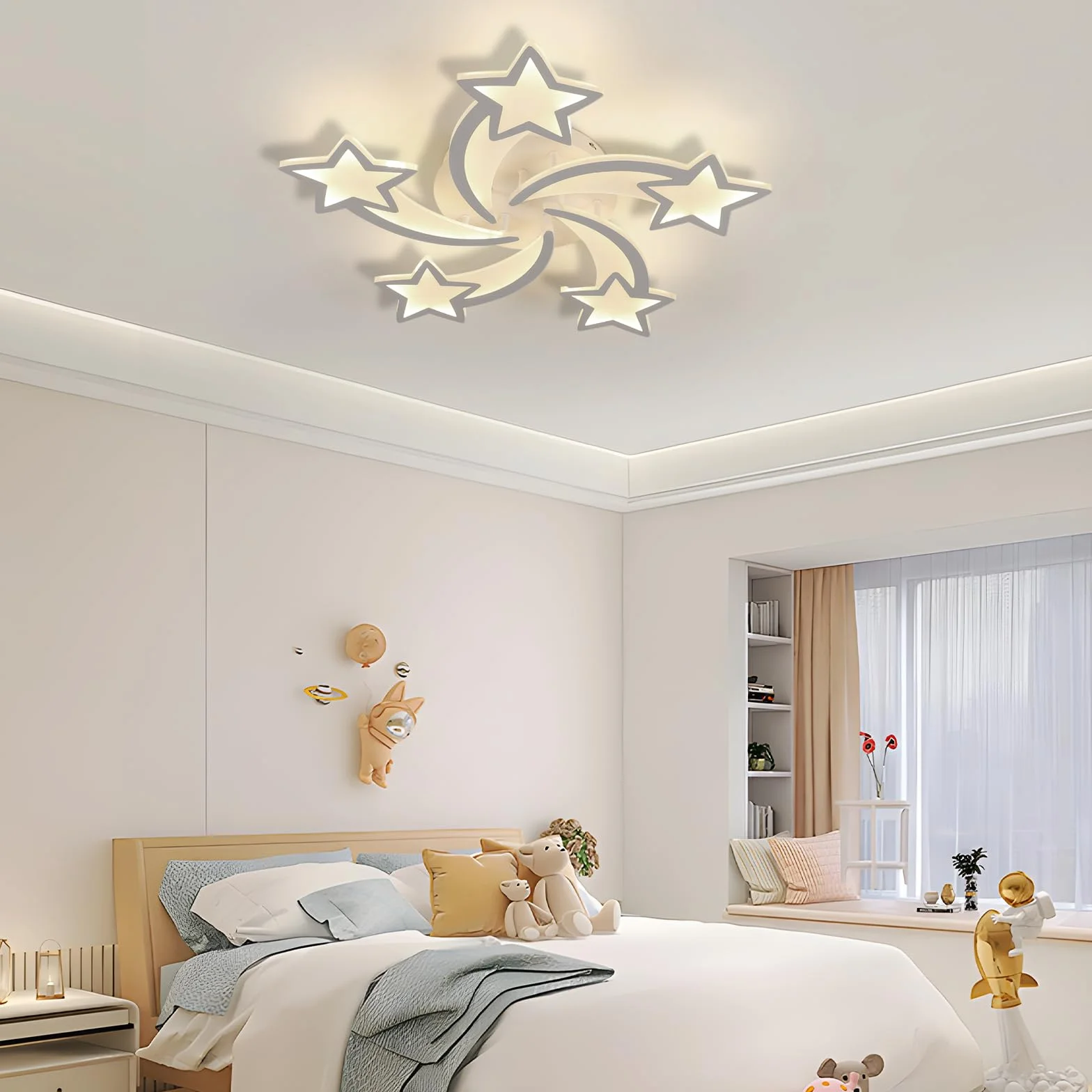 Toolight Lampa sufitowa LED do ściemniania 50 W, 6200 lm, żyrandol do pokoju dziecięcego z pilotem zdalnego sterowania 3000 K-6500K, nowoczesna akrylowa lampa sufitowa do pokoju dziecięcego, salonu,