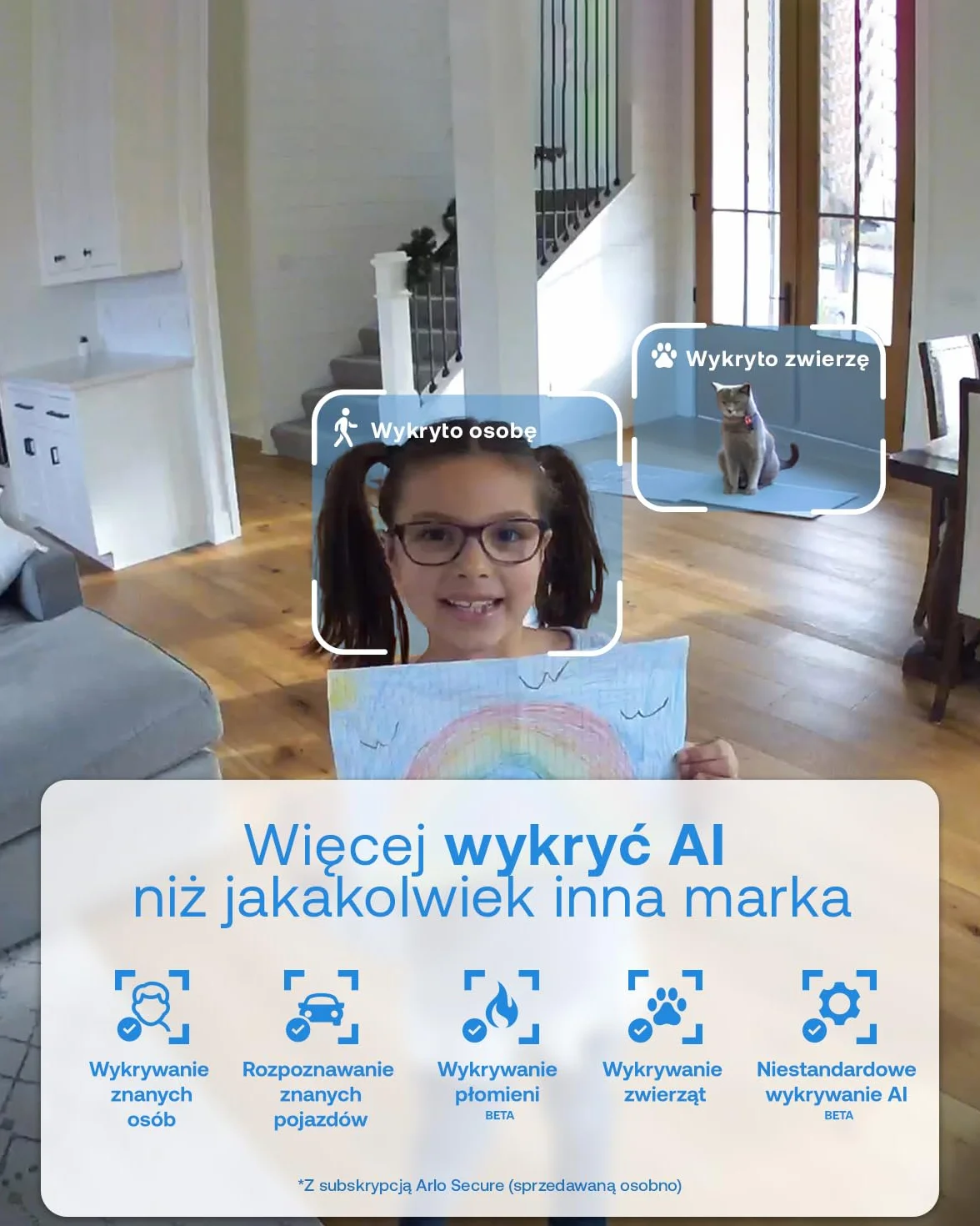 Arlo Essential 3 HD Kamery monitorujące wewnątrz (2), dwukierunkowy dźwięk, zasilanie kablowe, inteligentny dom