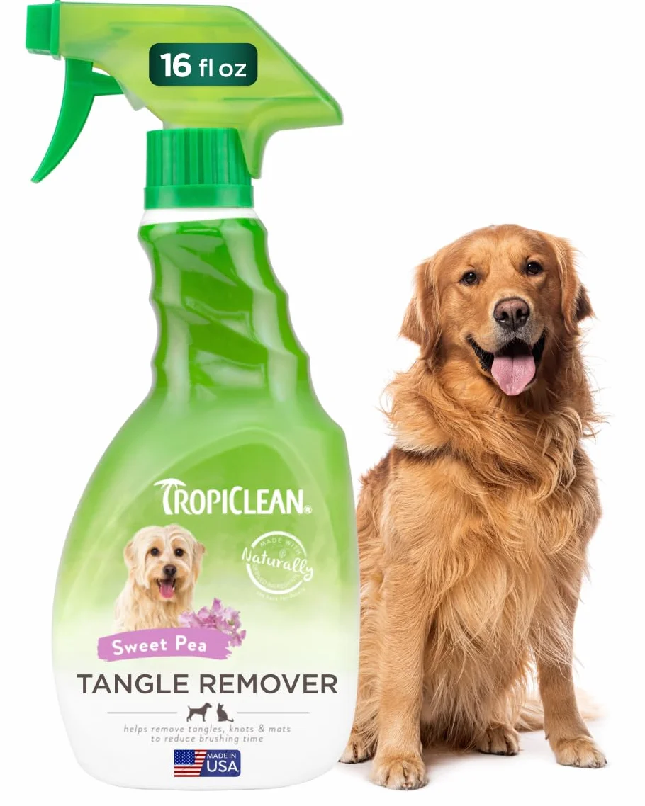 TropiClean Spray do usuwania splątań dla psów i kotów – Odżywka bez spłukiwania dla zwierząt domowych – 473 ml
