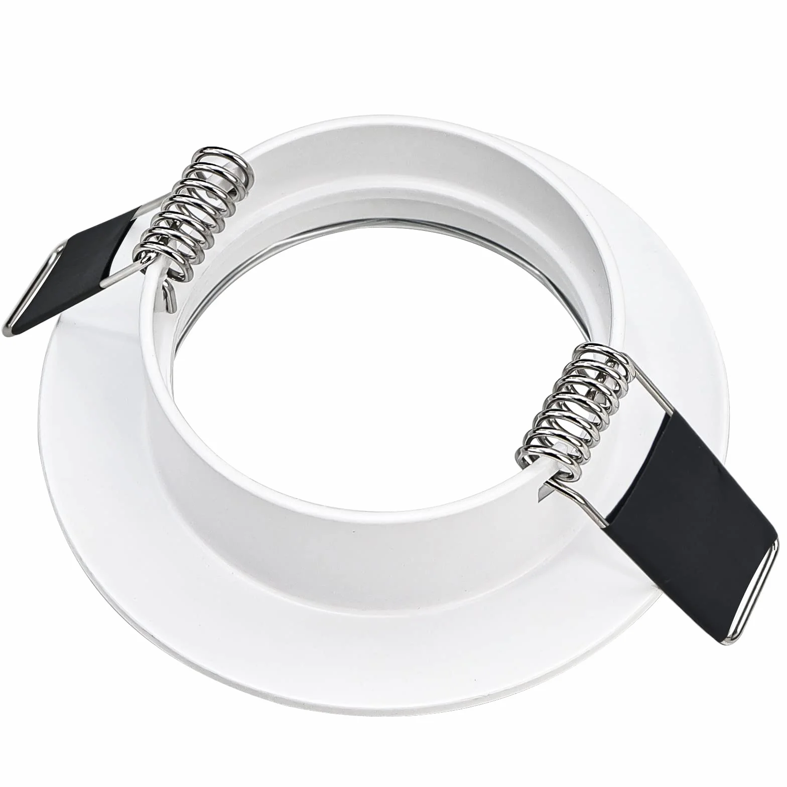 10x Reflektor wpuszczany GU10 biały aluminium, reflektory rama montażowa z gniazdem GU10, okrągły uchwyt wpuszczany bardzo płaski sufit do lamp LED lub halogenowych, otwór montażowy ø65mm